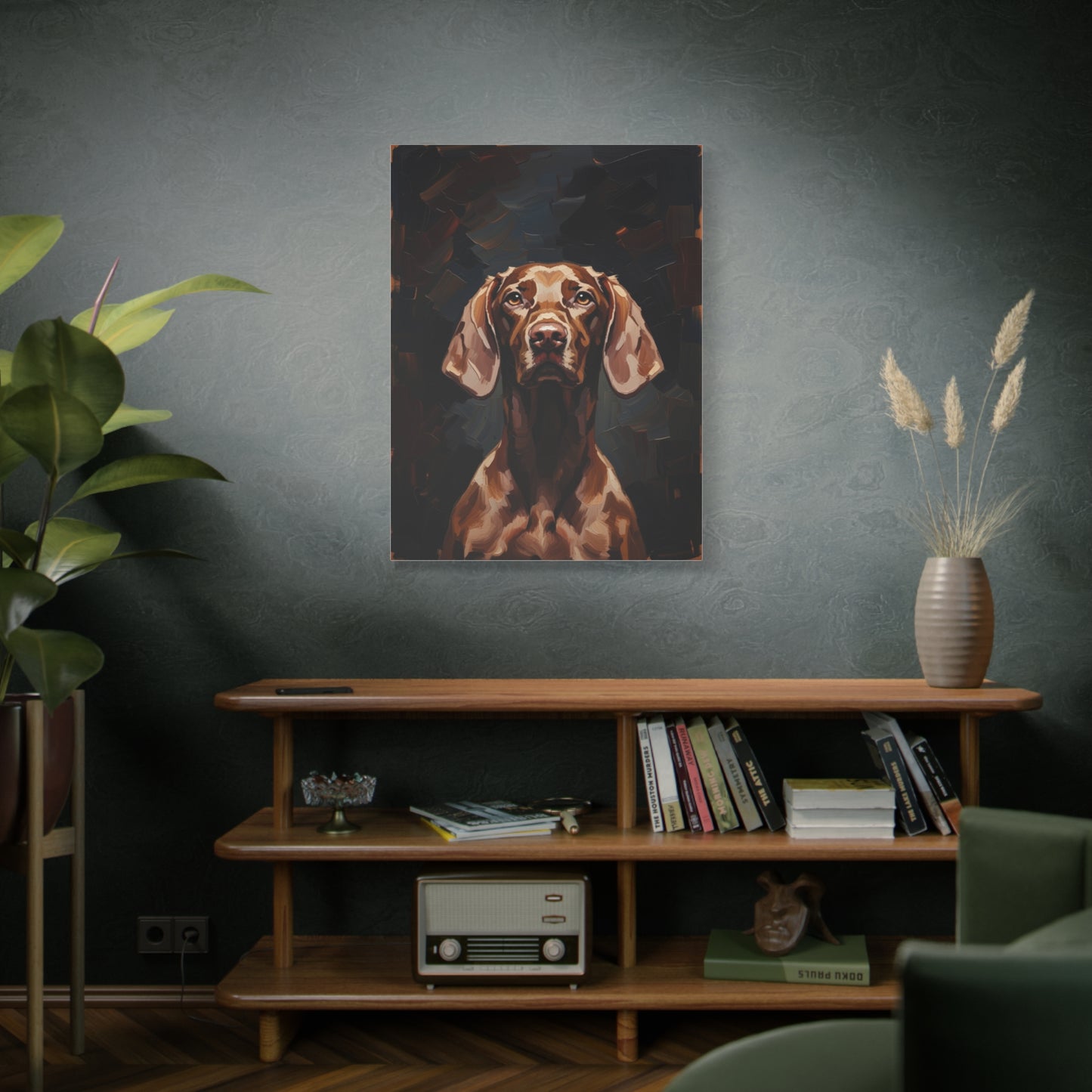 Chocolate Vizsla Canvas Wall Art — Matte Stretched Dog Portrait