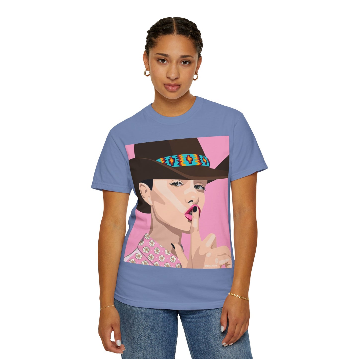 Cowgirl Pop Art T-Shirt — Pink 'Shh' Graphic Tee