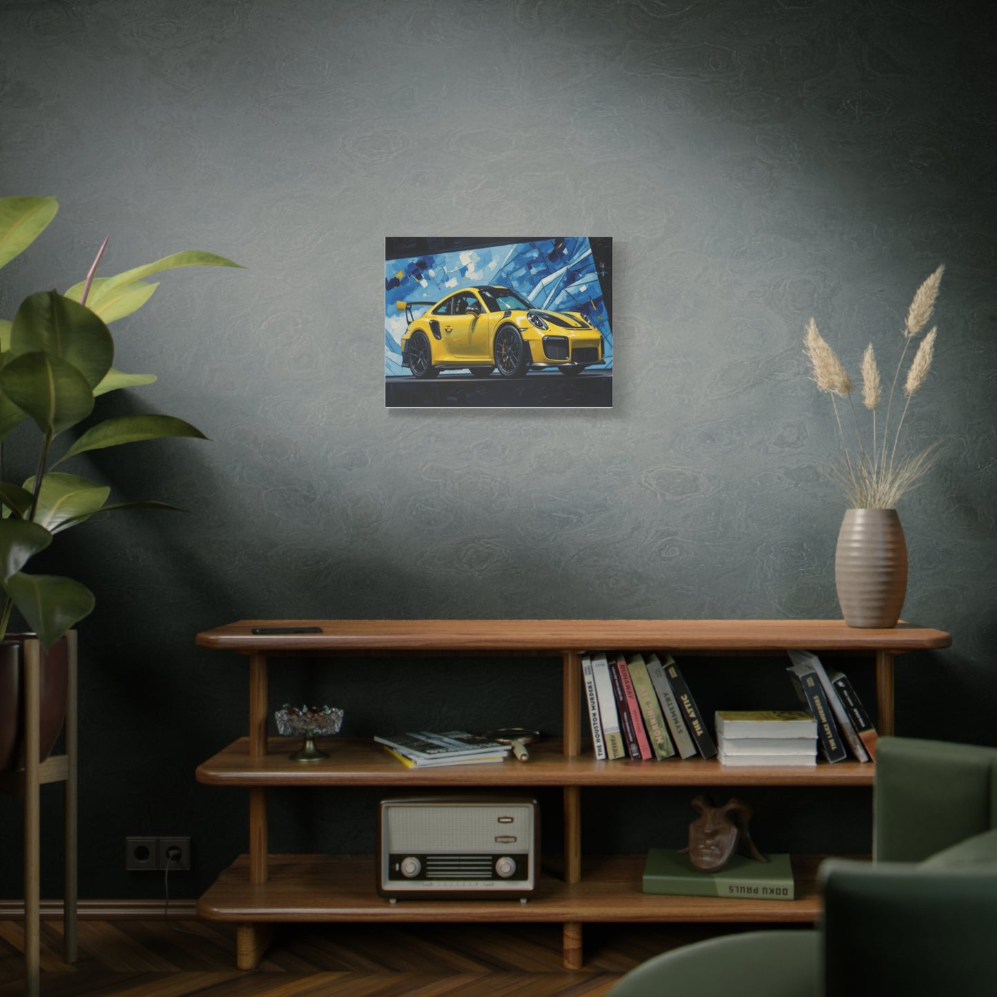 Yellow Porsche Sports Car Canvas Print — Modern Automotive Wall Art