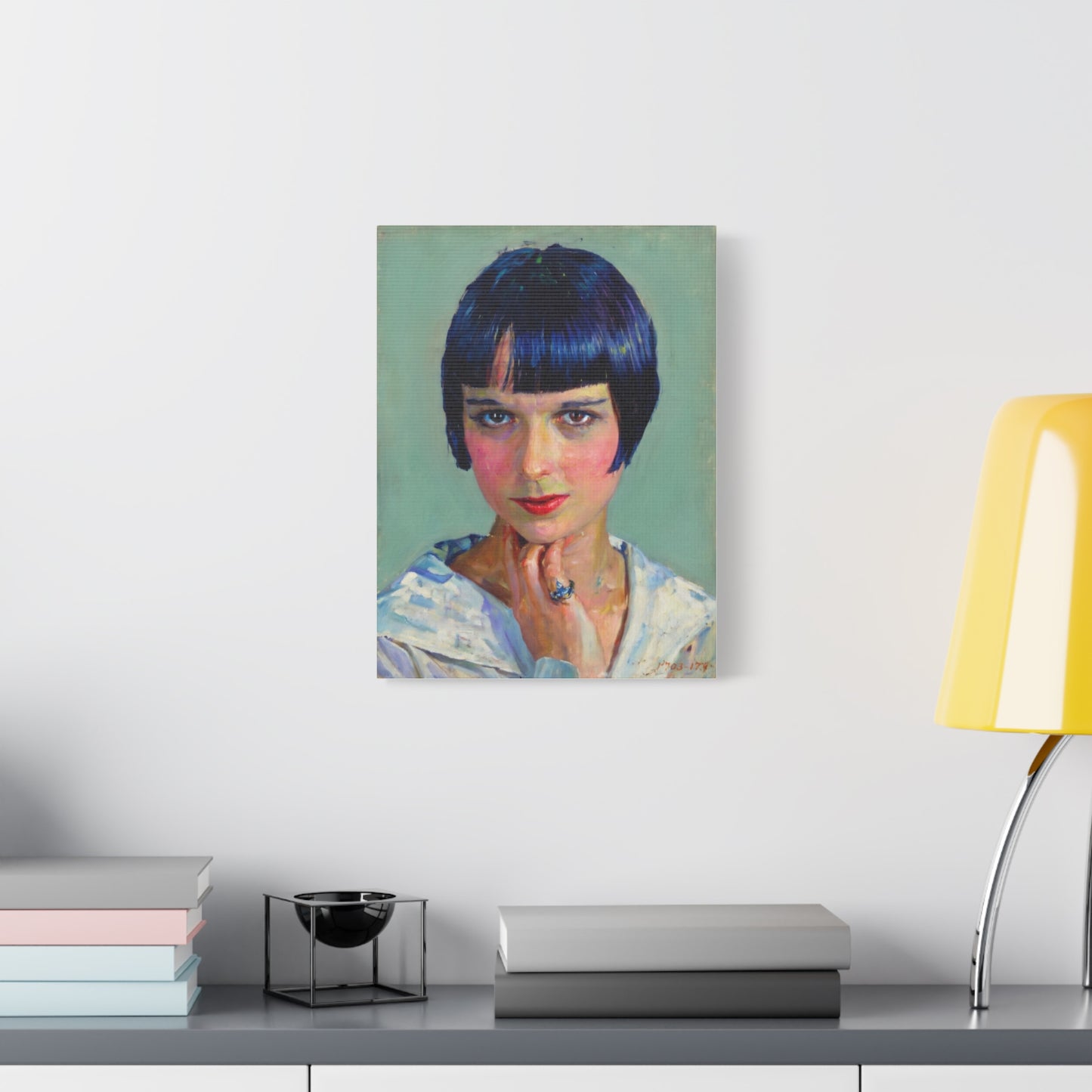 Portrait Canvas Print — Vintage Flapper Woman Matte Stretched Wall Art