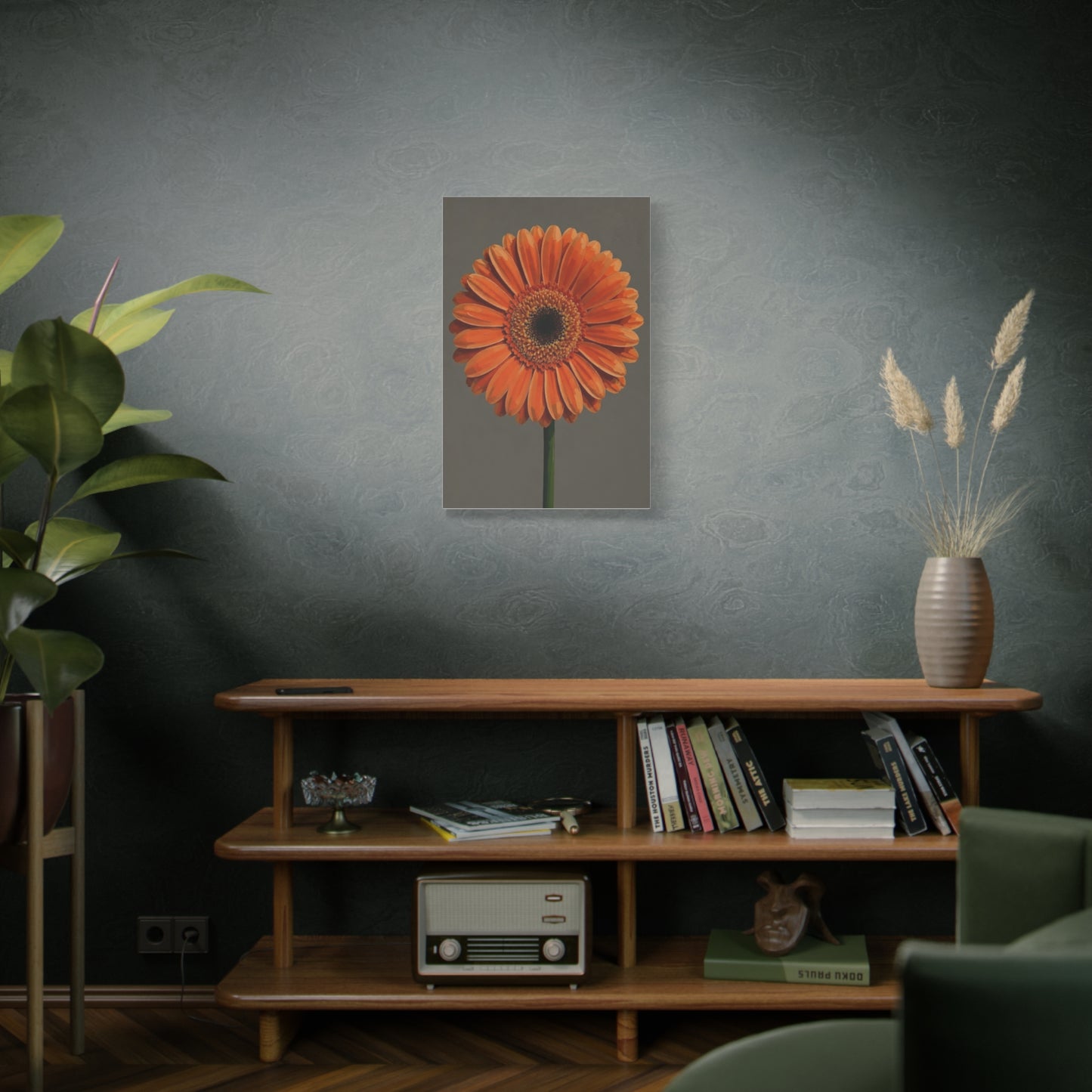 Orange Gerbera Flower Matte Canvas Print — Stretched Wall Art