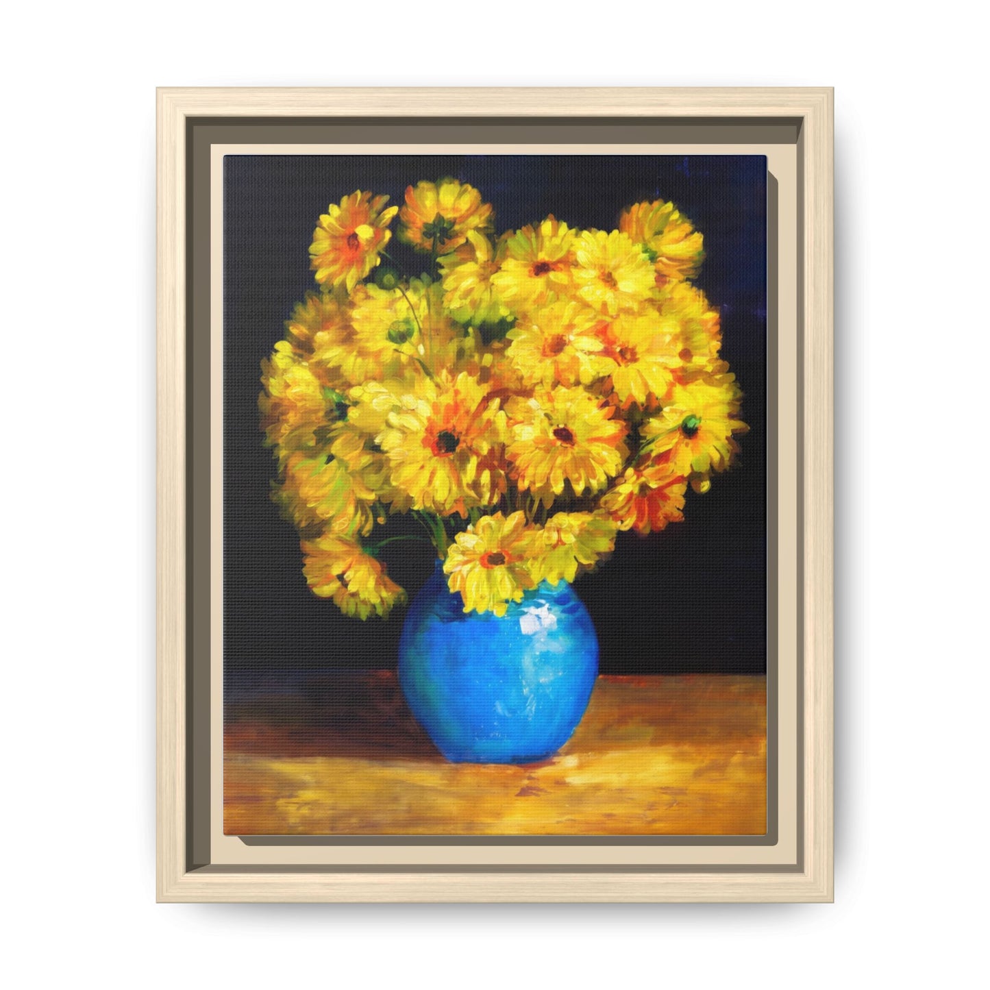 Yellow Daisy Bouquet Matte Canvas Framed Wall Art