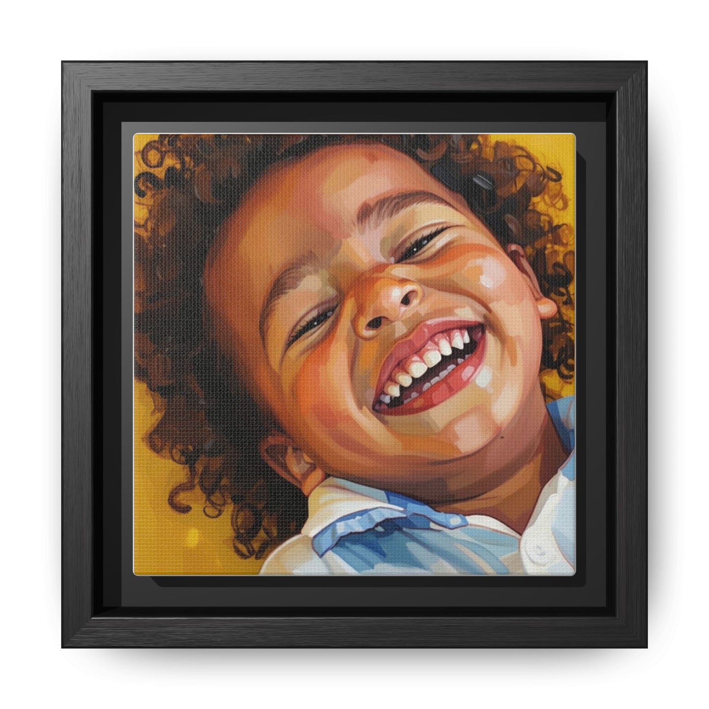 Framed Matte Canvas Print – Joyful Child Portrait, Colorful Nursery Wall Art