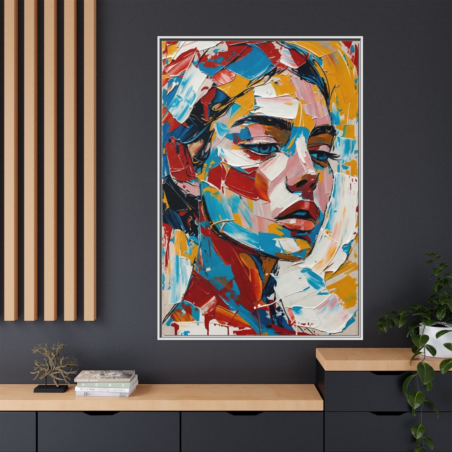 Colorful Abstract Portrait Framed Canvas Print