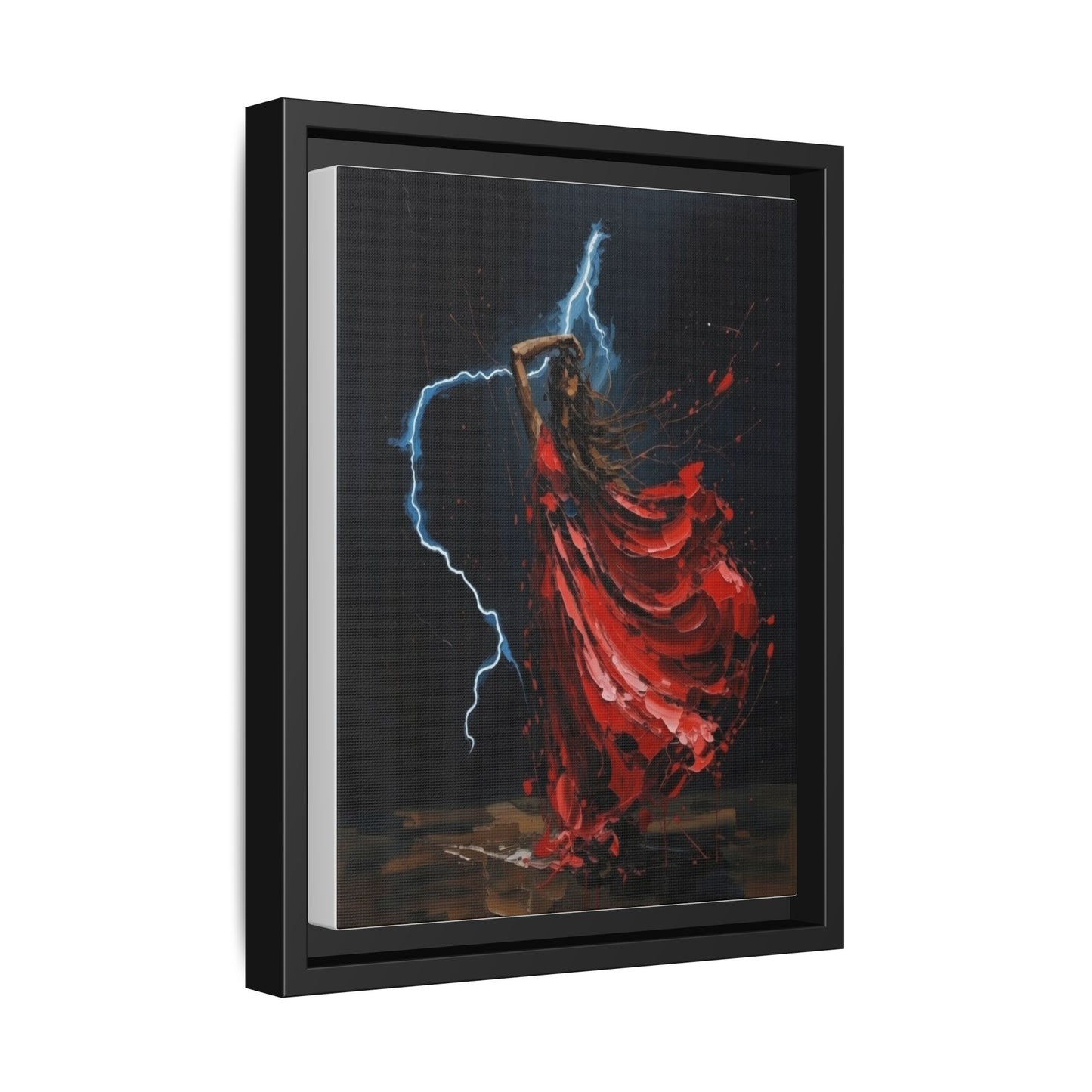Framed Matte Canvas Print — Red Dancer Lightning Art
