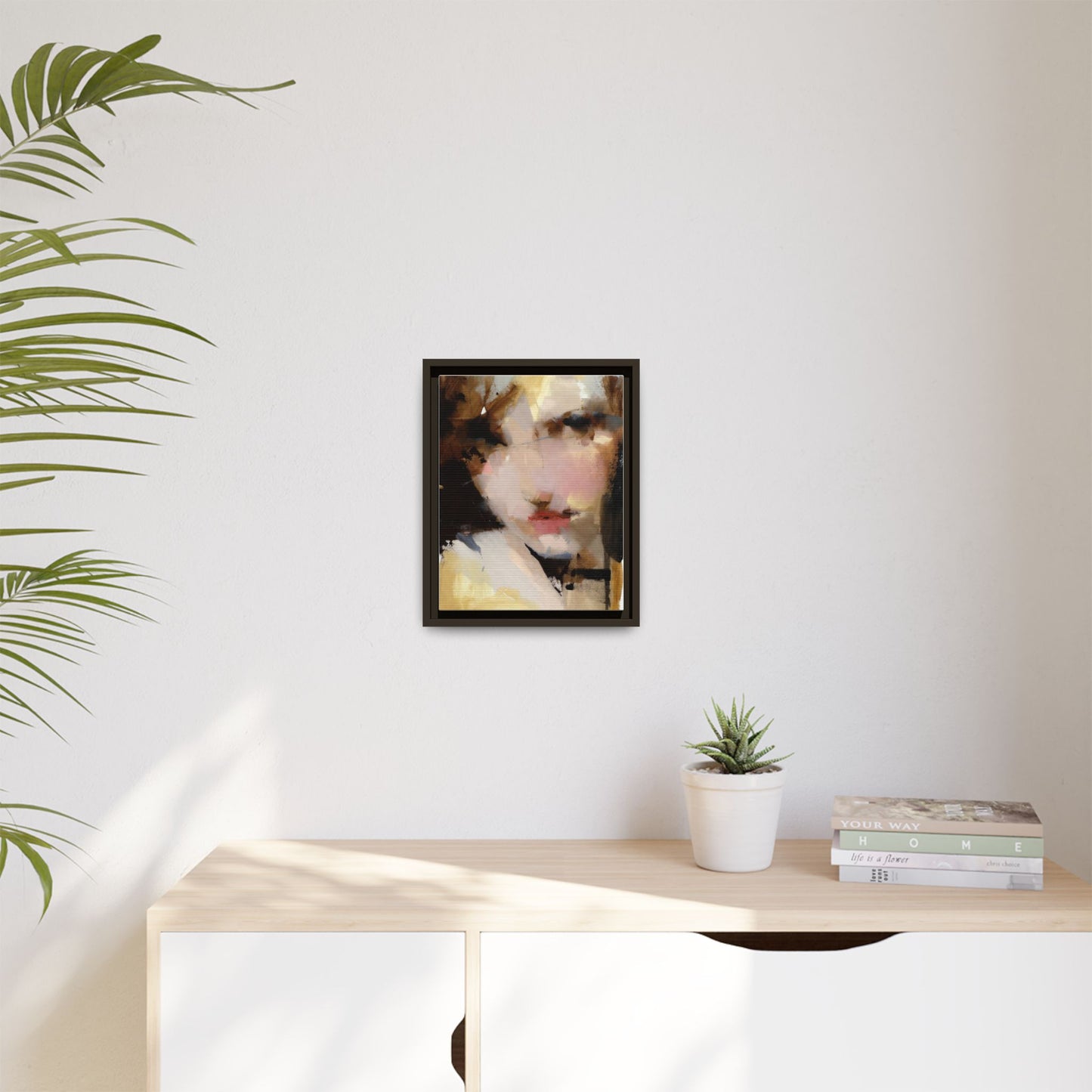 Abstract Portrait Matte Canvas Framed Print — Modern Feminine Wall Art