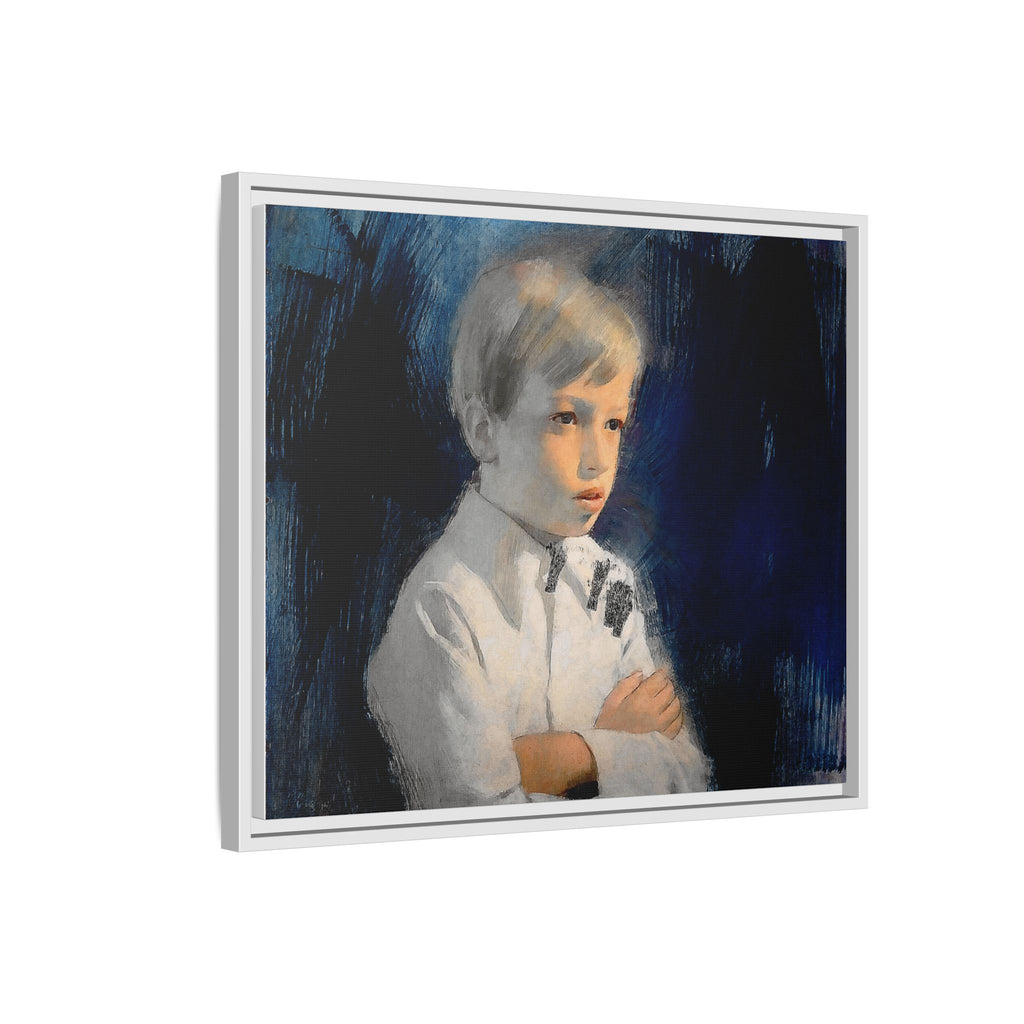 Painting of boy by Unknown Artist Framed Matte Canvas Wall Art Print