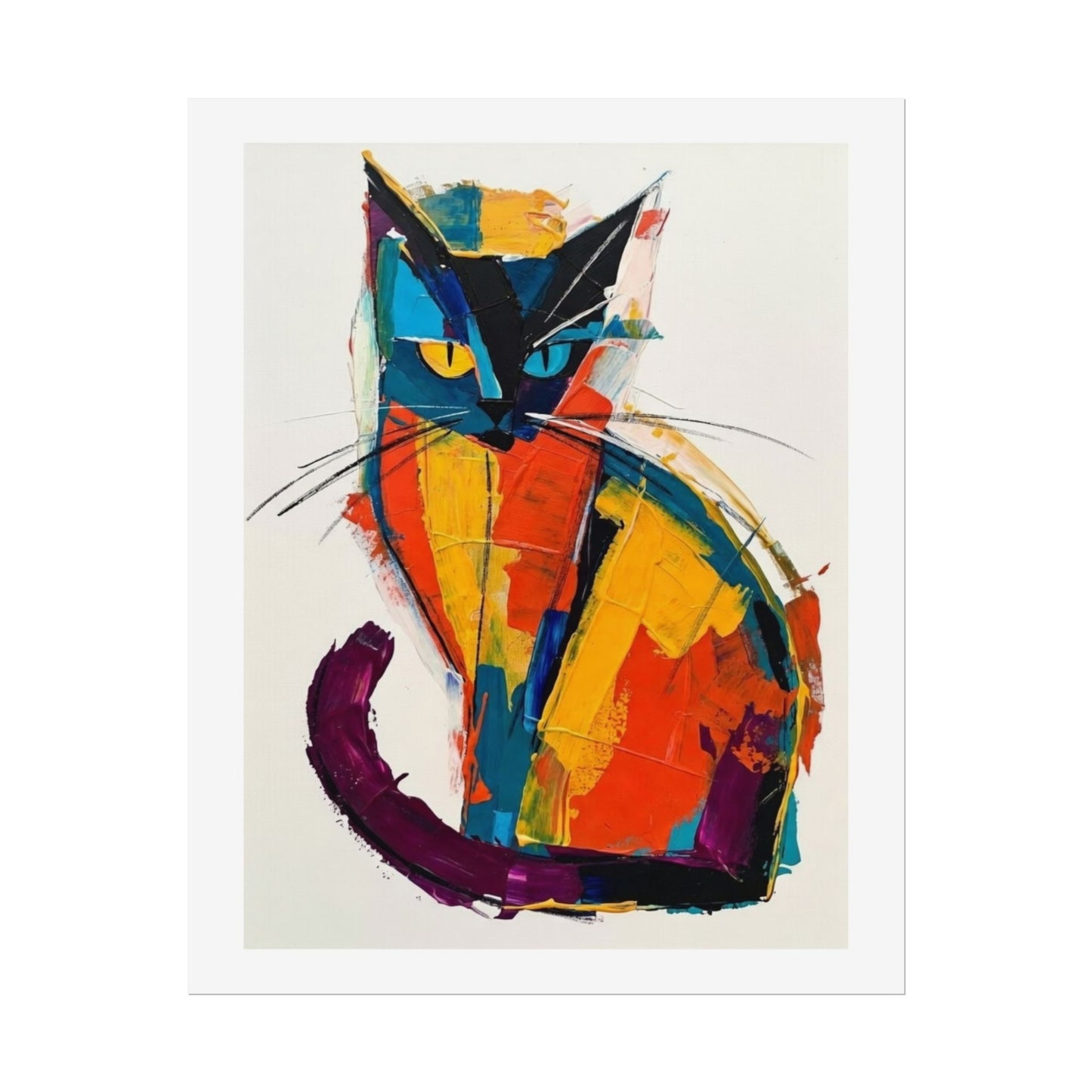 Colorful Abstract Cat Poster — Modern Rolled Art Print