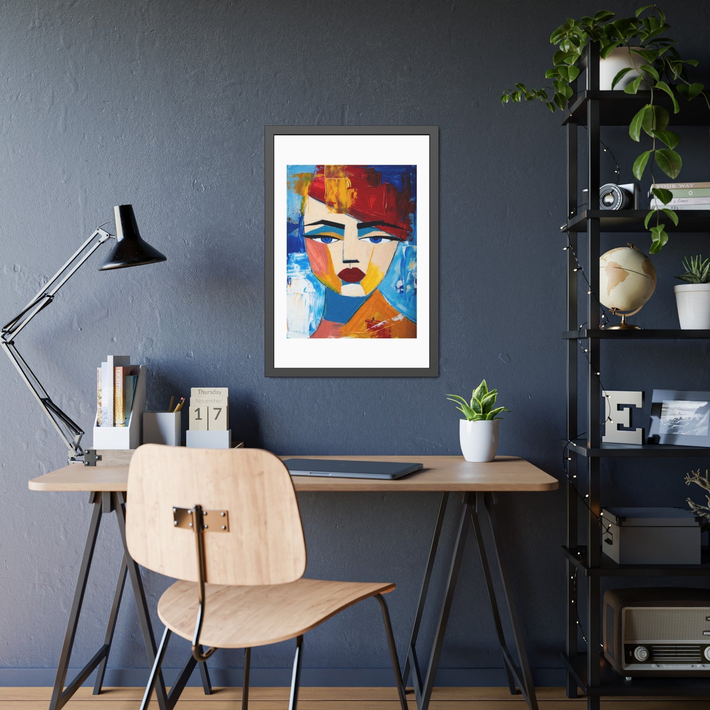 Abstract Colorful Face Framed Poster — Modern Pop Art Wall Print