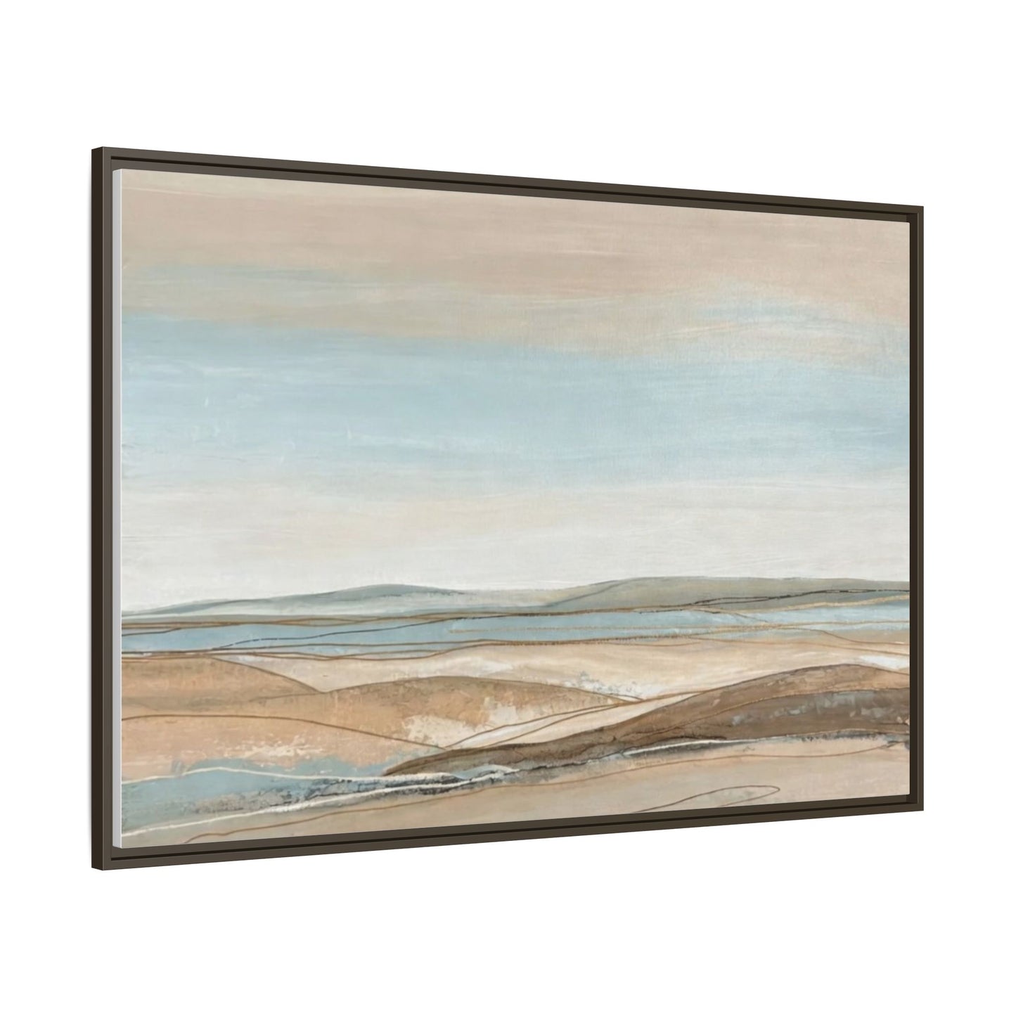 Framed Abstract Landscape Matte Canvas — Serene Coastal Horizon Wall Art