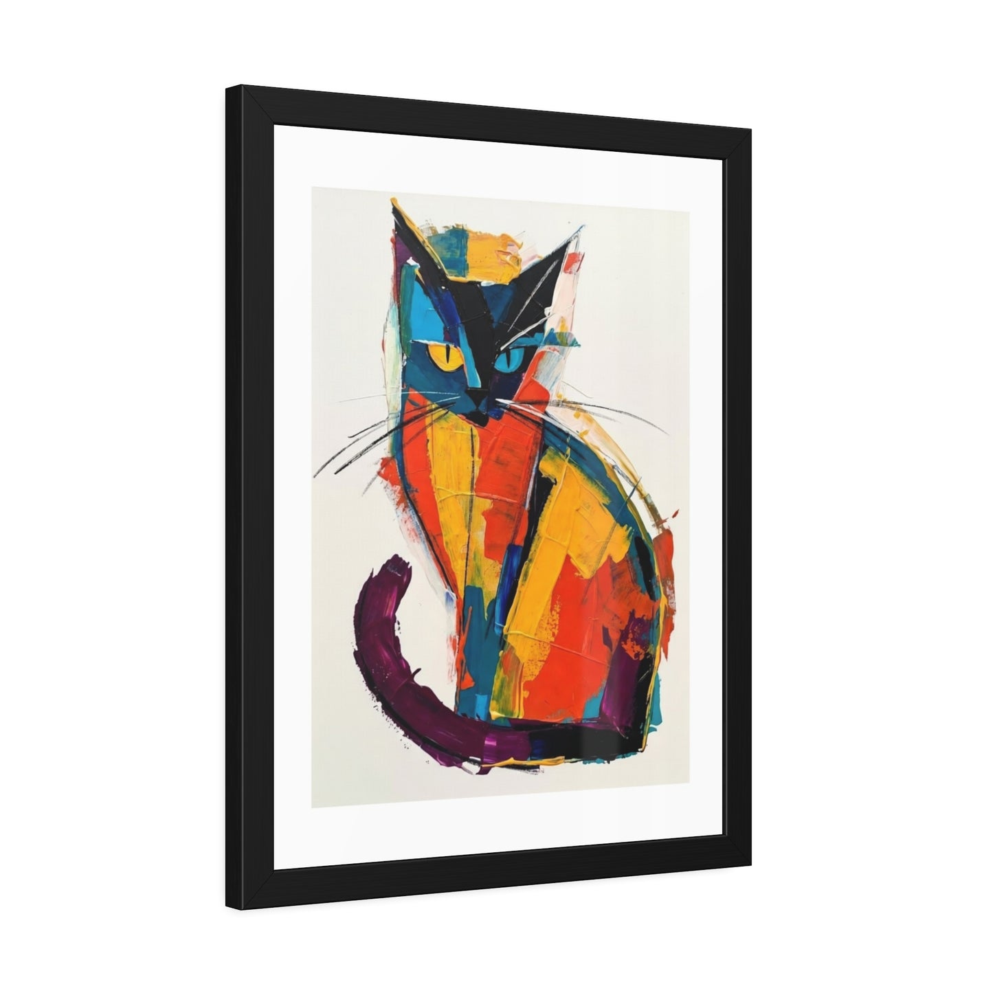Colorful Abstract Cat Framed Poster