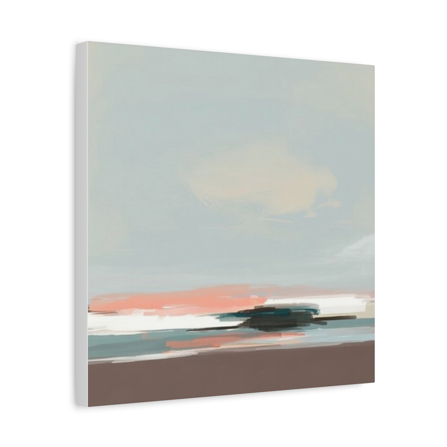Coastal Abstract Canvas Art – Soft Pastel Seascape Matte Stretched Canvas