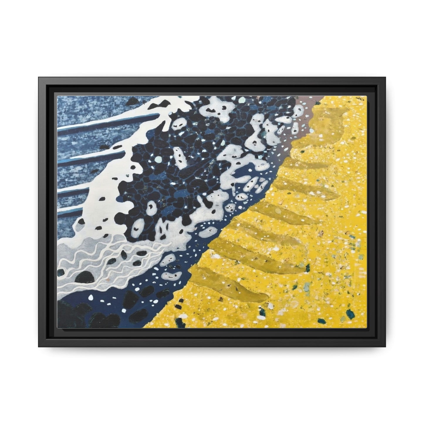 Framed Abstract Ocean & Sand Matte Canvas Print