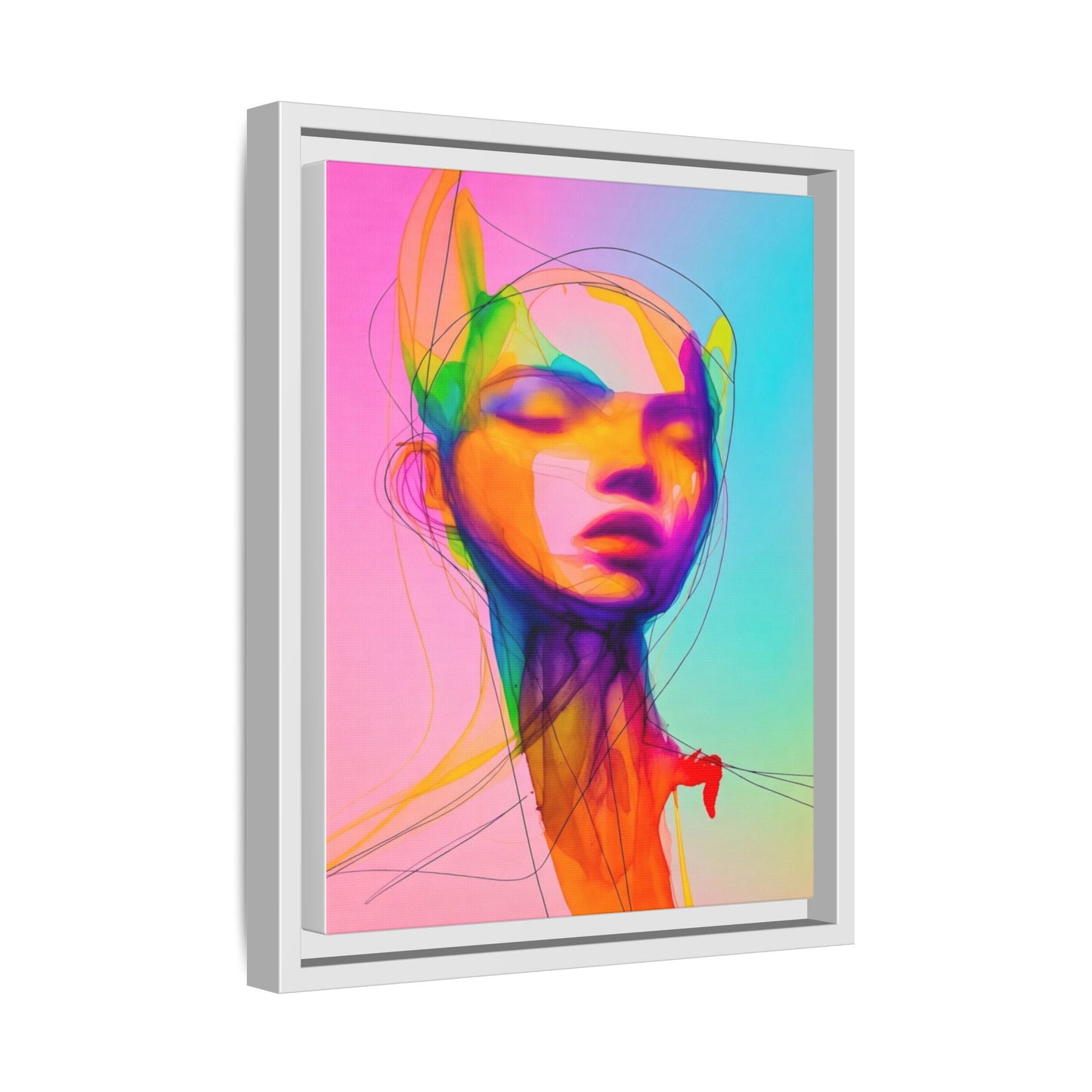 Framed Matte Canvas Art — Vibrant Abstract Portrait Wall Print