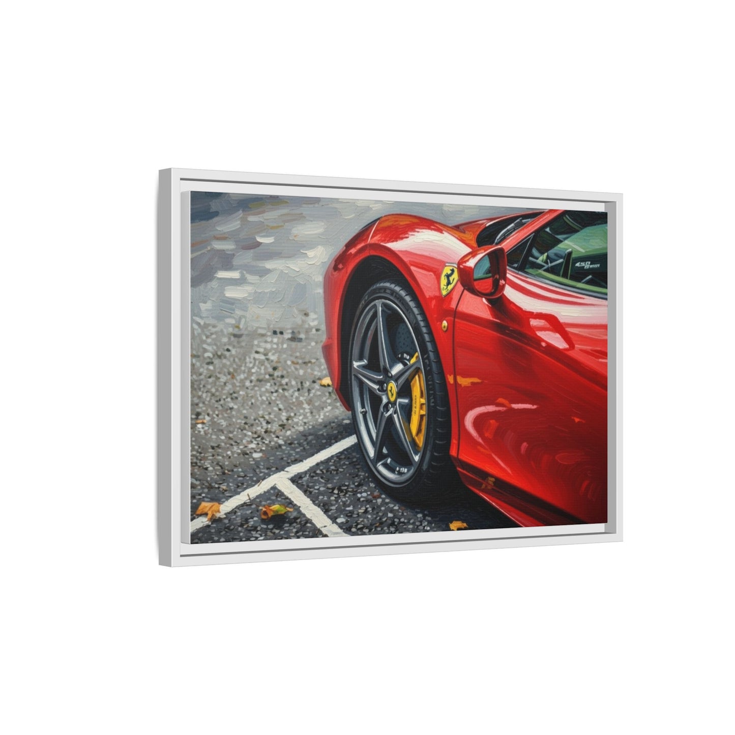Framed Matte Canvas: Red Sports Car Close-Up Art Print