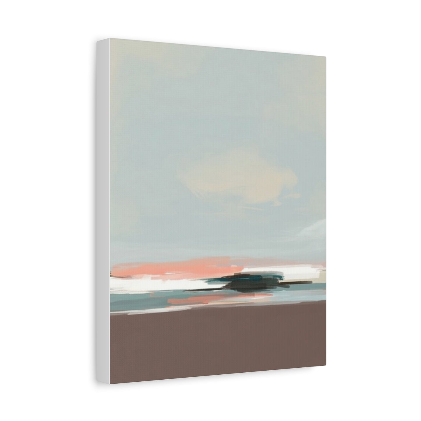 Coastal Abstract Canvas Art – Soft Pastel Seascape Matte Stretched Canvas