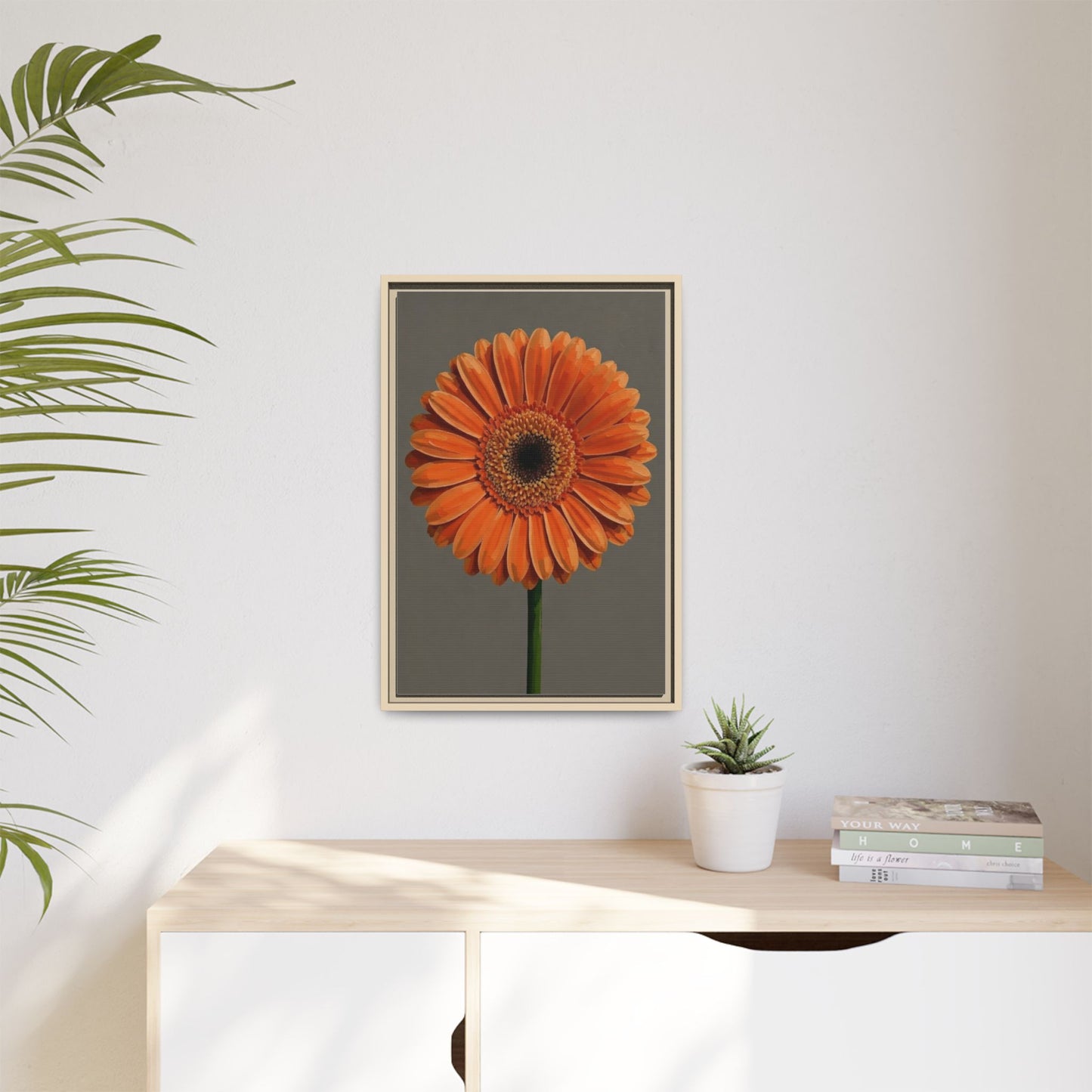 Orange Gerbera Daisy Matte Canvas Print (Framed)