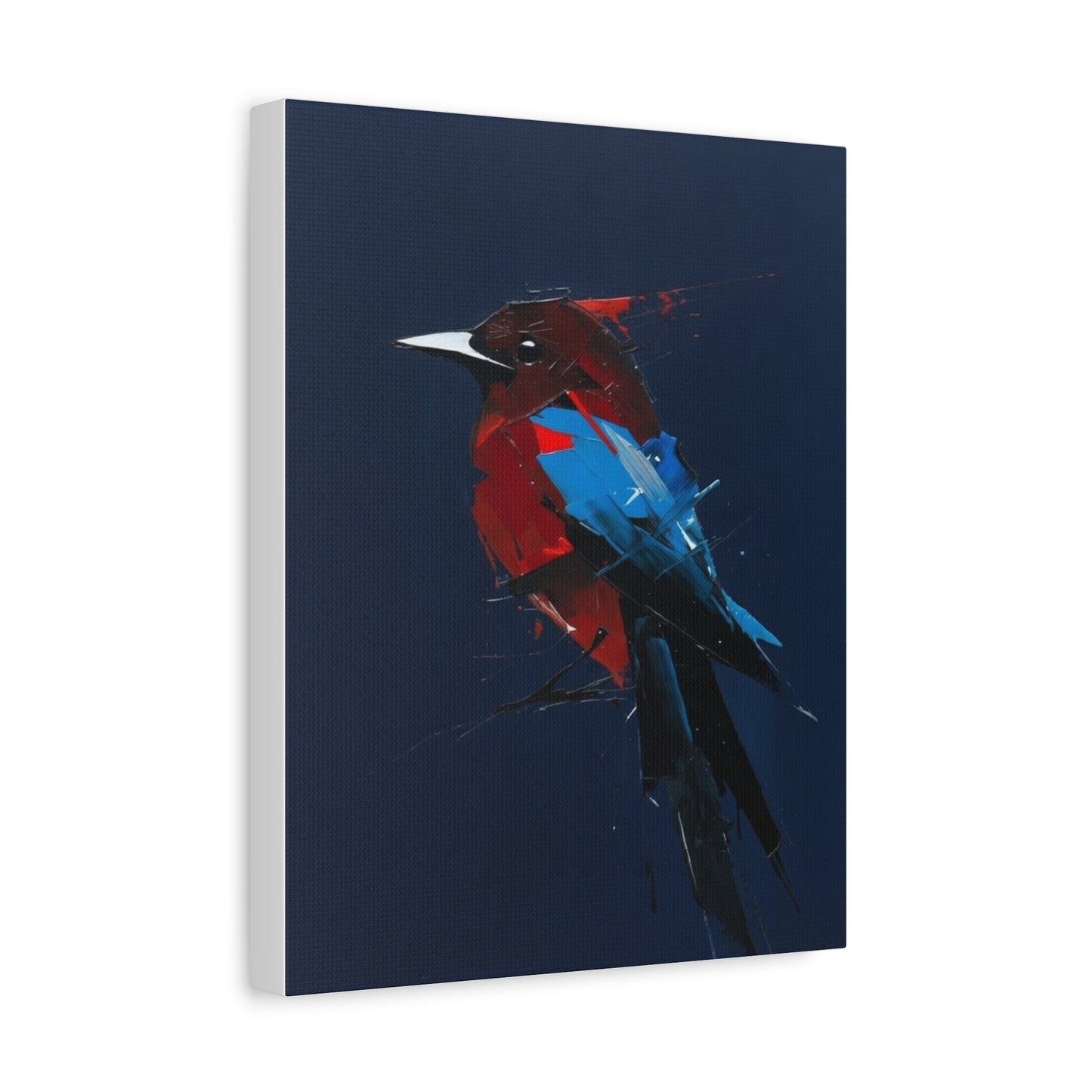 Abstract Red & Blue Bird Canvas Print — Matte Stretched Wall Art