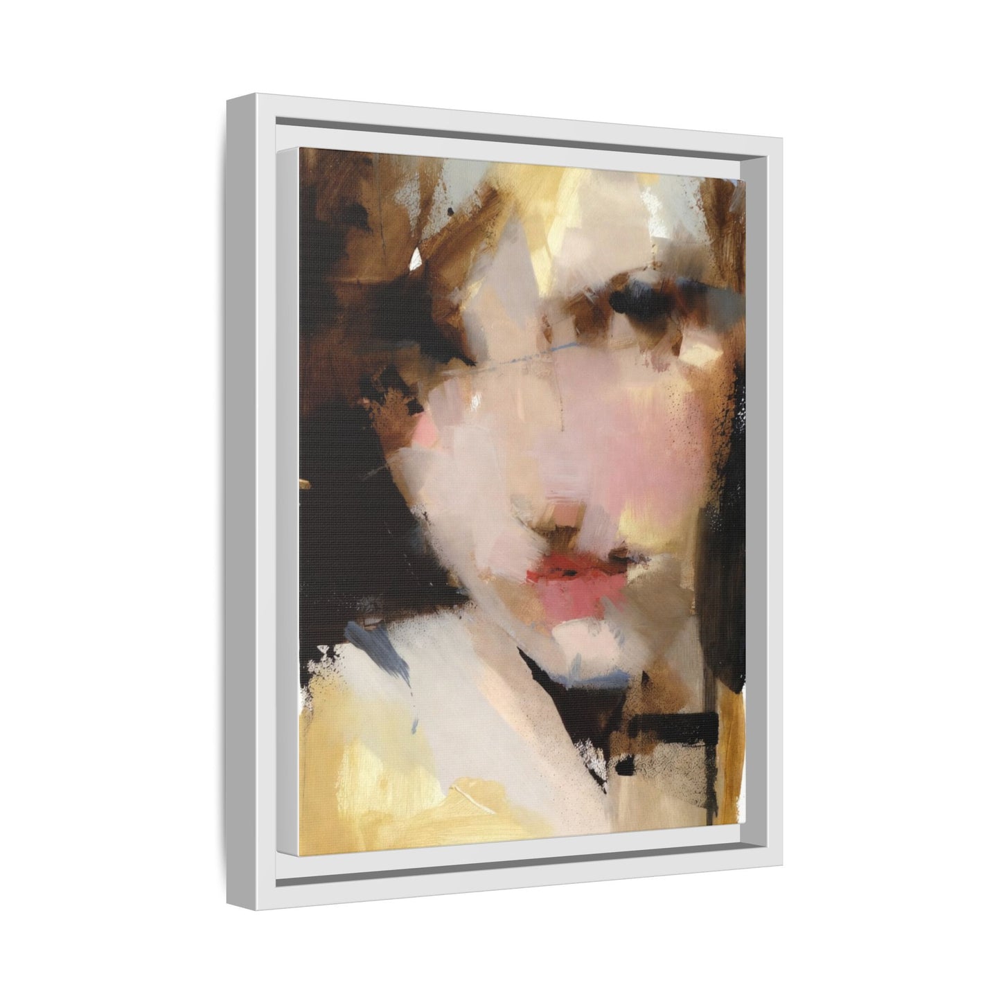 Abstract Portrait Matte Canvas Framed Print — Modern Feminine Wall Art
