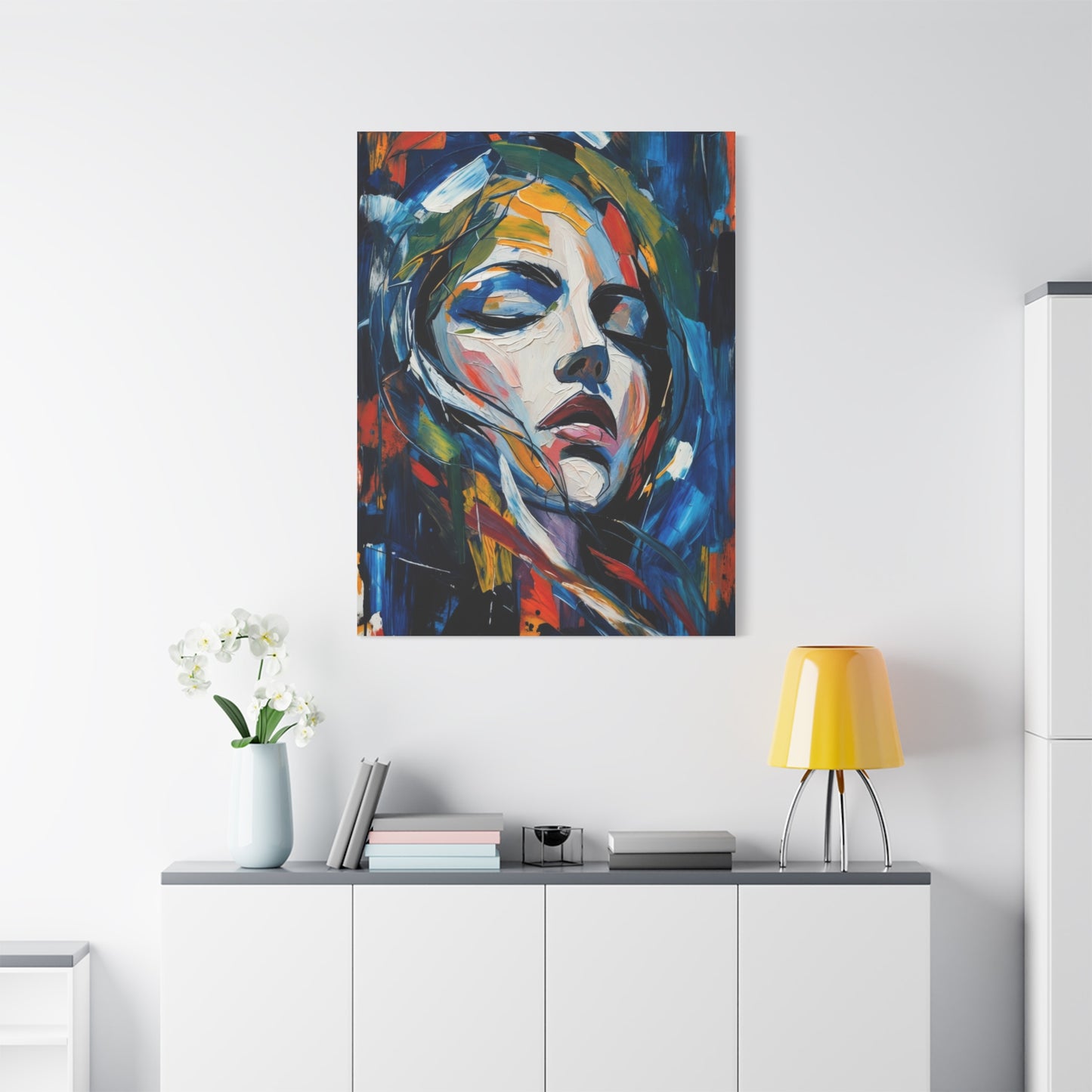 Abstract Colorful Woman Portrait Canvas