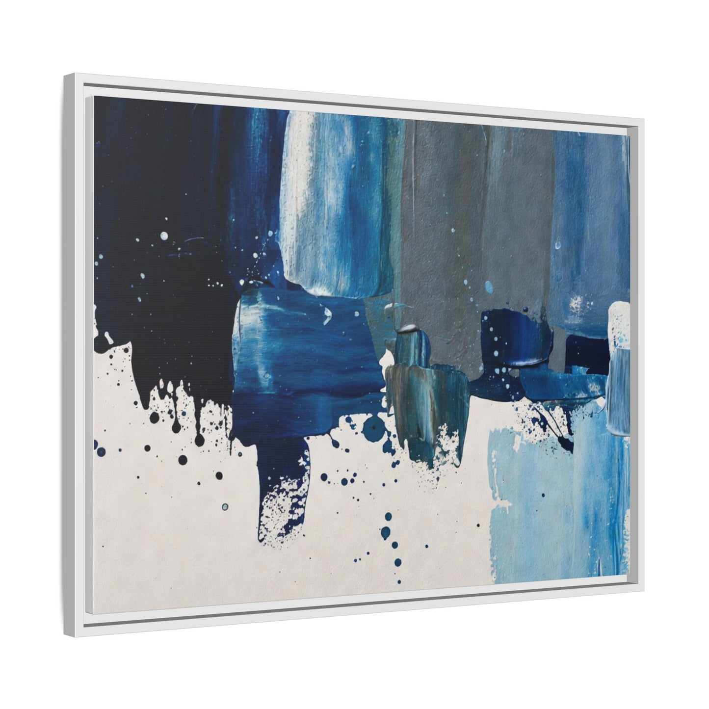 Abstract Blue Ocean Matte Canvas Framed Wall Art