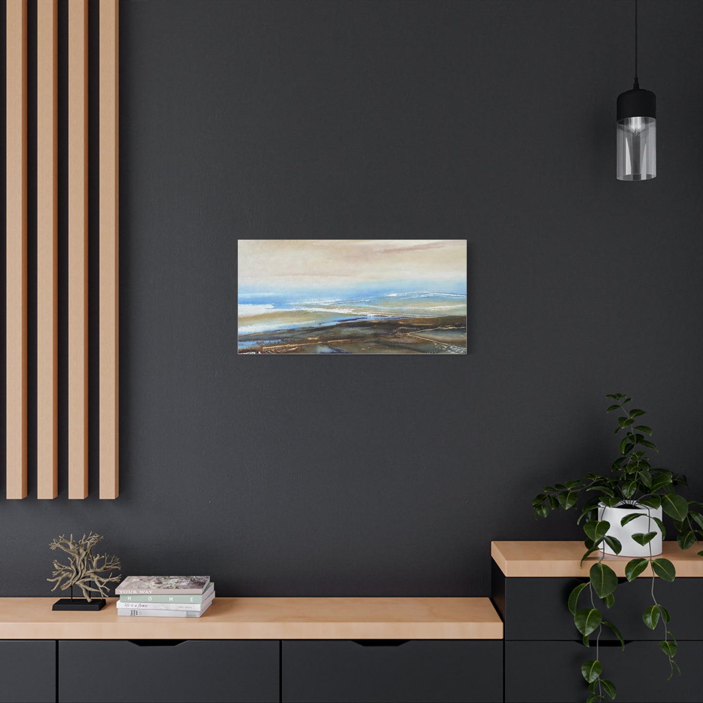 Coastal Abstract Matte Canvas Wall Art — Serene Ocean Horizon Stretch