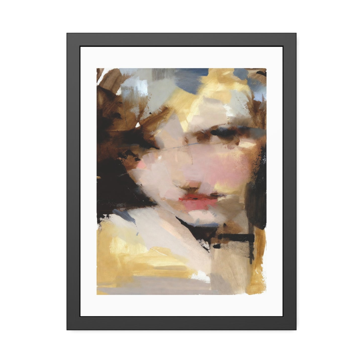 Abstract Portrait Framed Poster – Modern Impressionist Wall Art