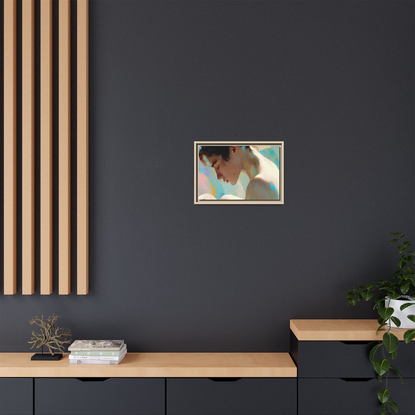 Framed Matte Canvas Print — Dreamy Portrait Art (Multi‑Color)