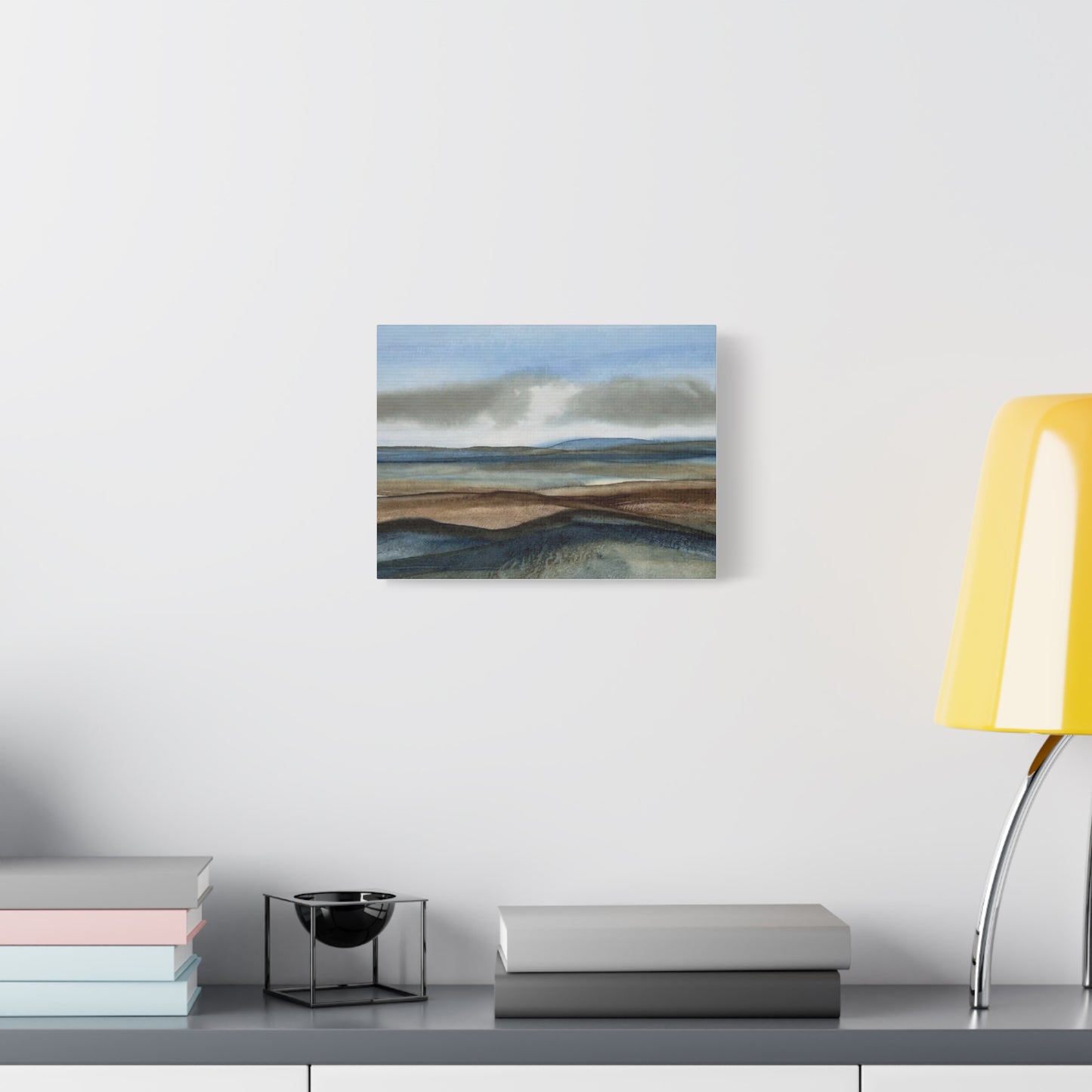Coastal Mist Matte Canvas Print — Serene Blue-Brown Landscape Wall Art