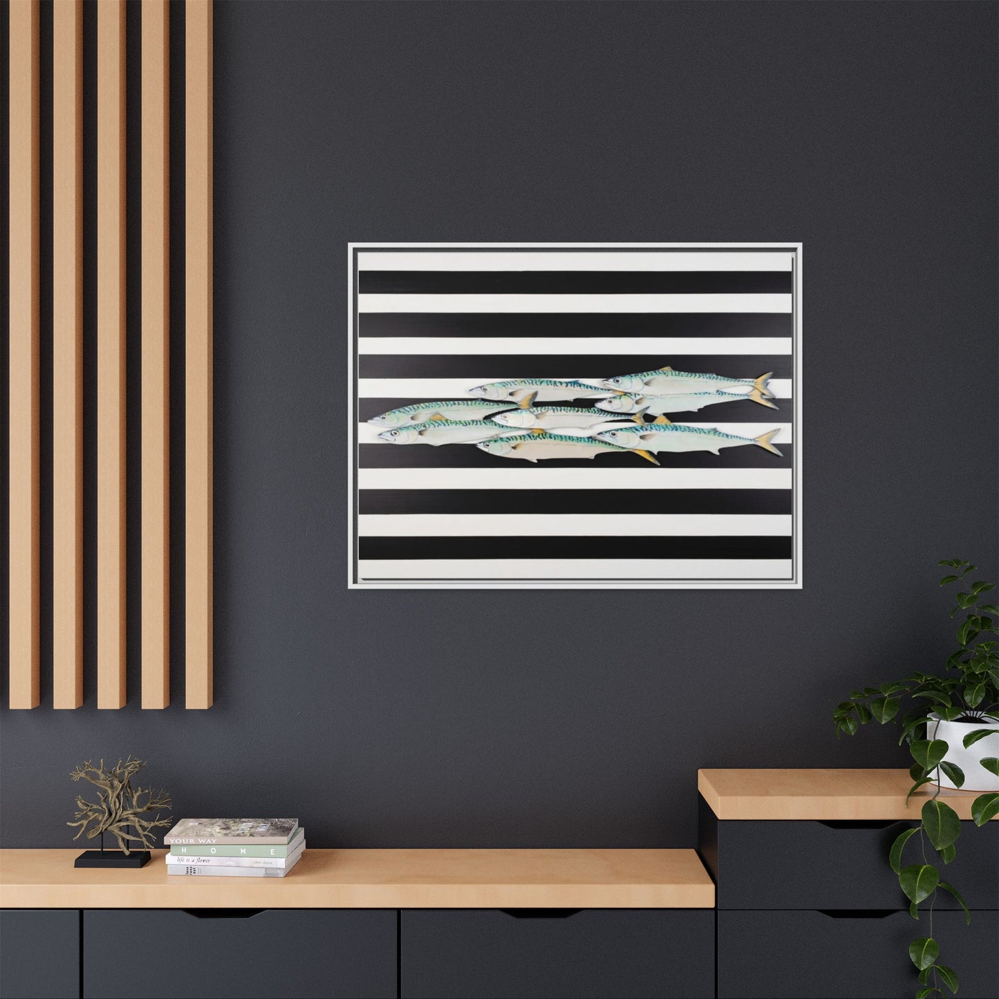 Striped Mackerel Canvas Print — Framed Matte Fish Wall Art