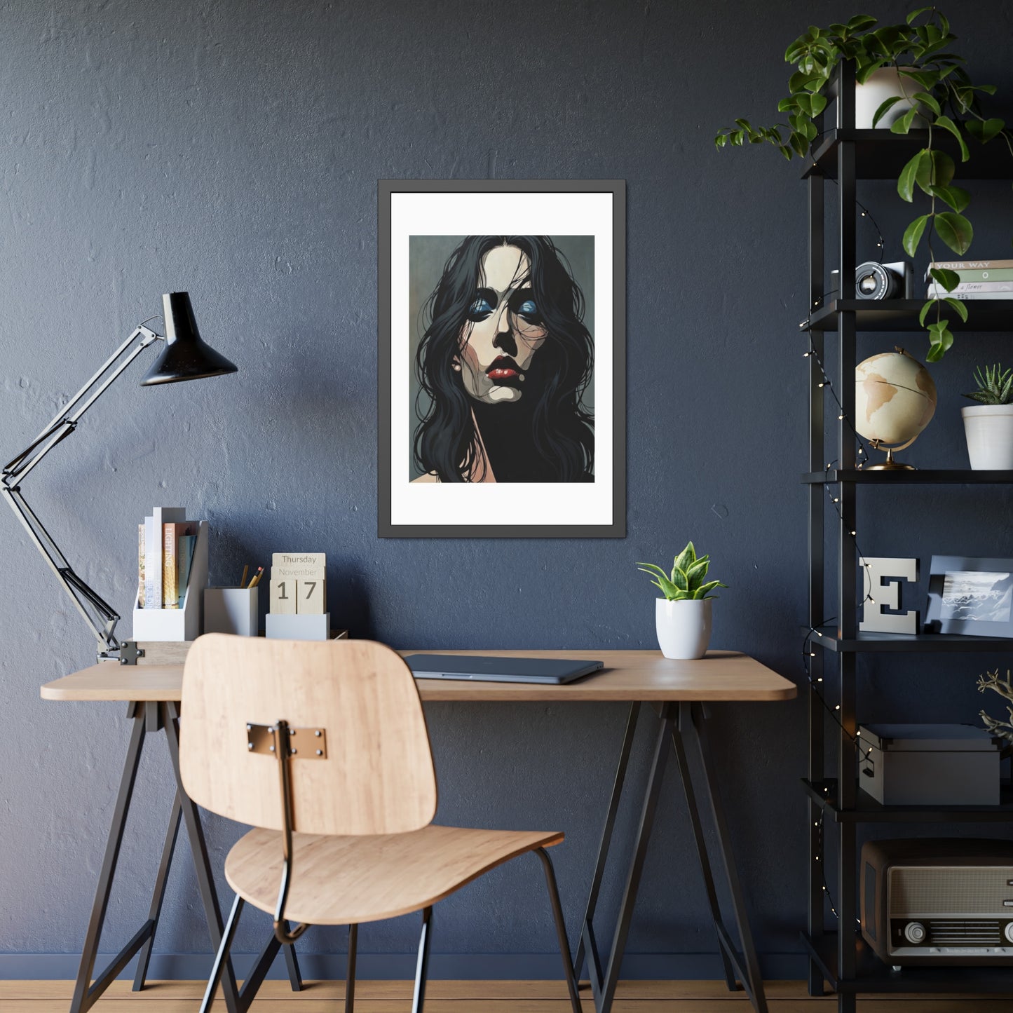 Framed Poster — Moody Portrait Art Print (Dark Feminine Wall Decor)