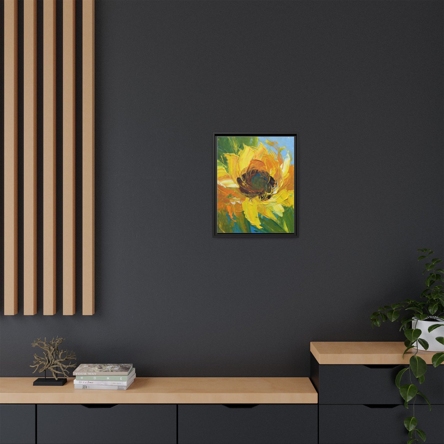 Framed Sunflower Abstract Matte Canvas Print