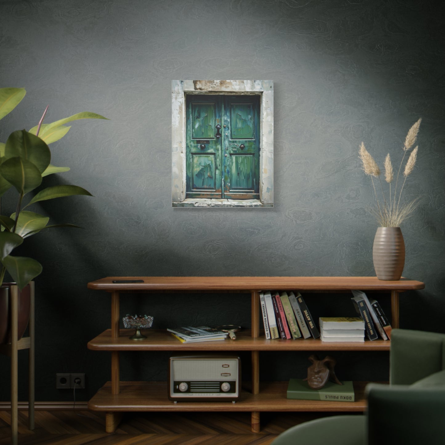Vintage Green Door Matte Canvas Wall Art — Stretched 1.25"