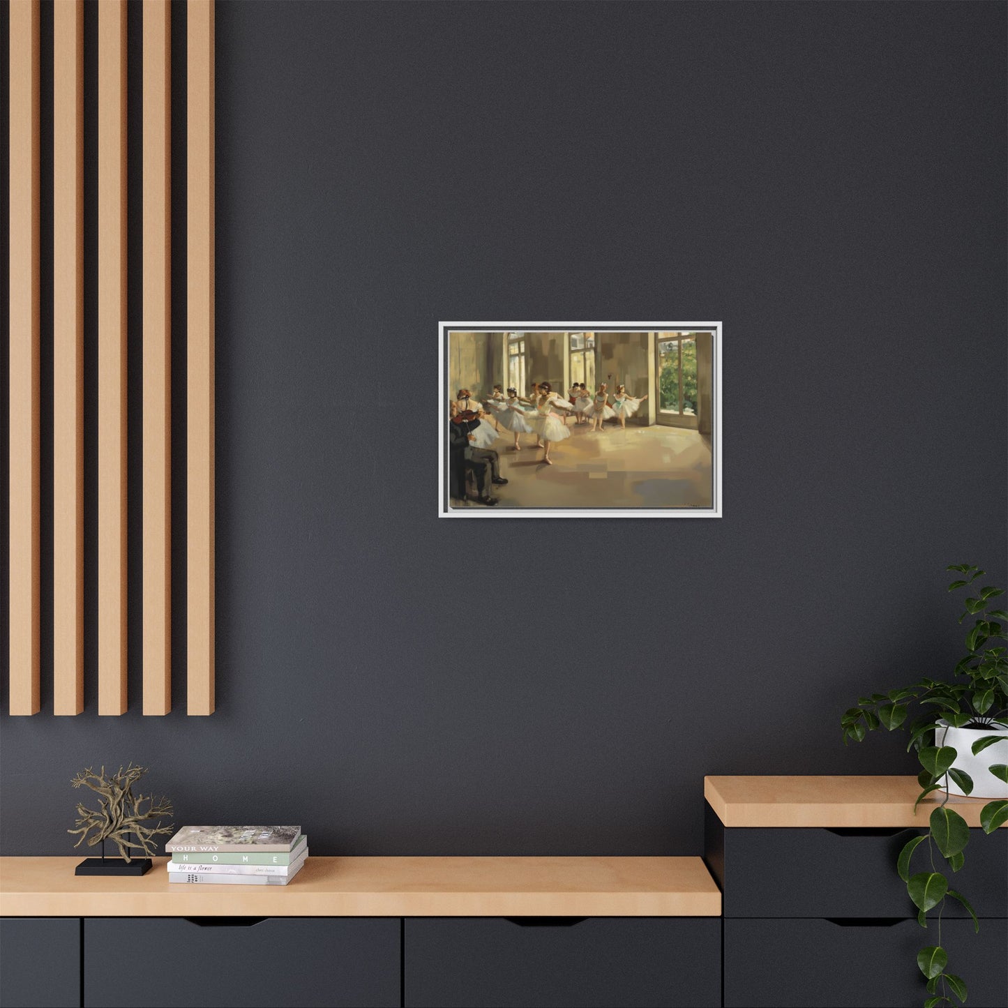 Framed Matte Canvas Print — Ballet Class Scene (Impressionist Dancers)