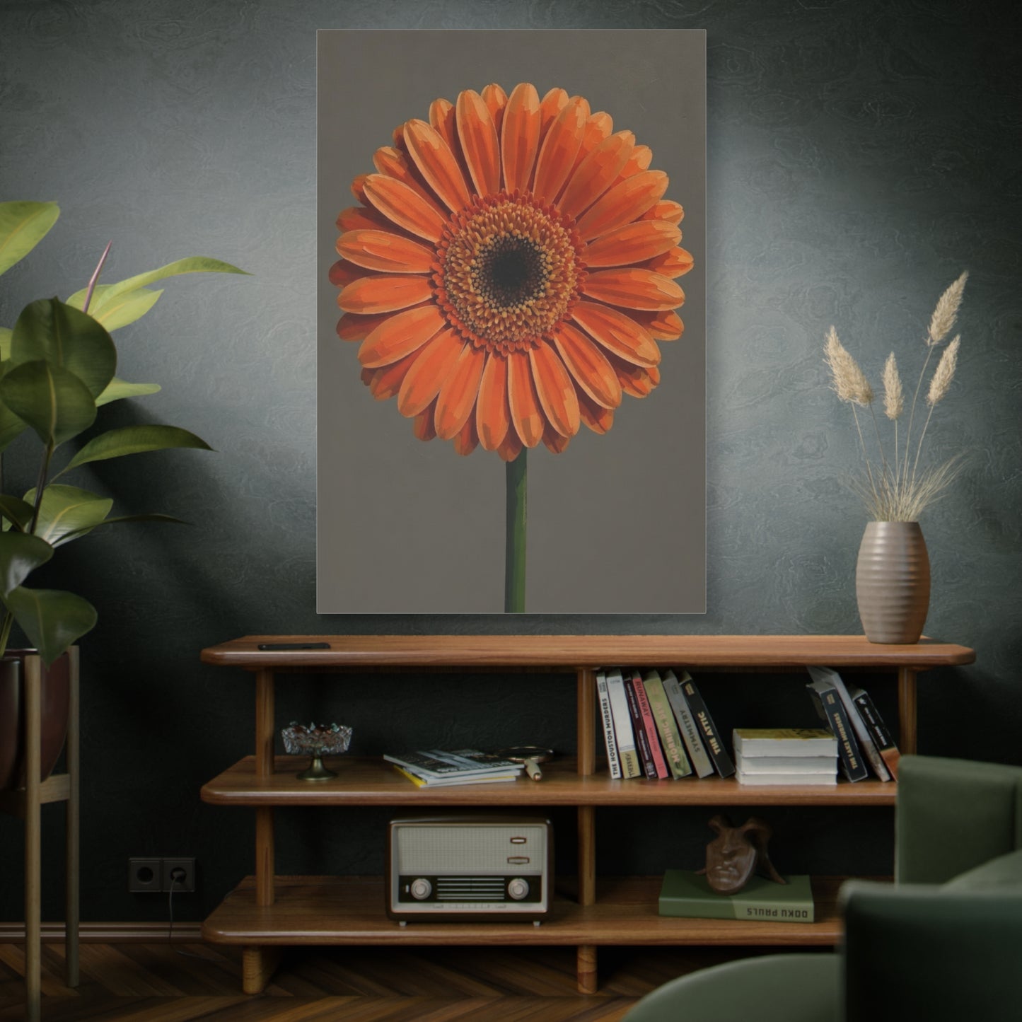 Orange Gerbera Flower Matte Canvas Print — Stretched Wall Art