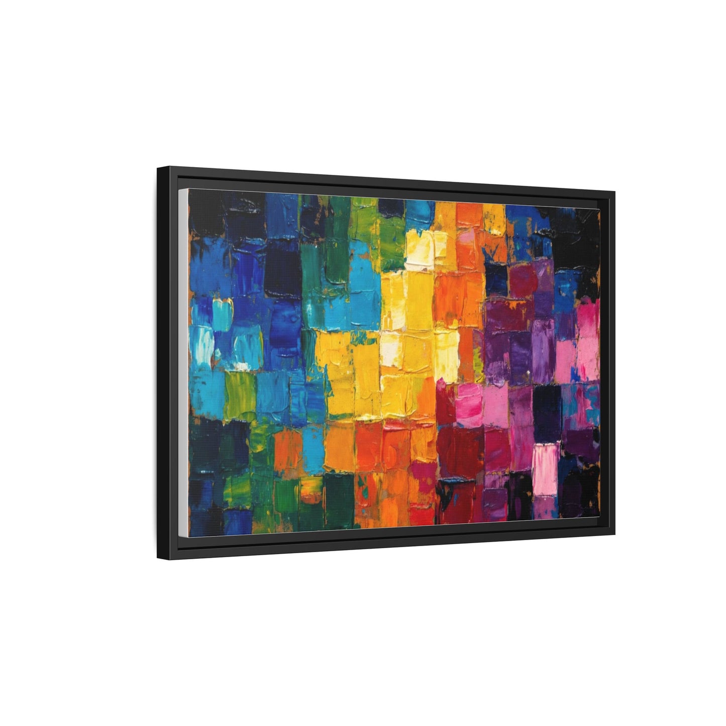 Abstract Rainbow Mosaic Framed Canvas Print — Colorful Modern Wall Art