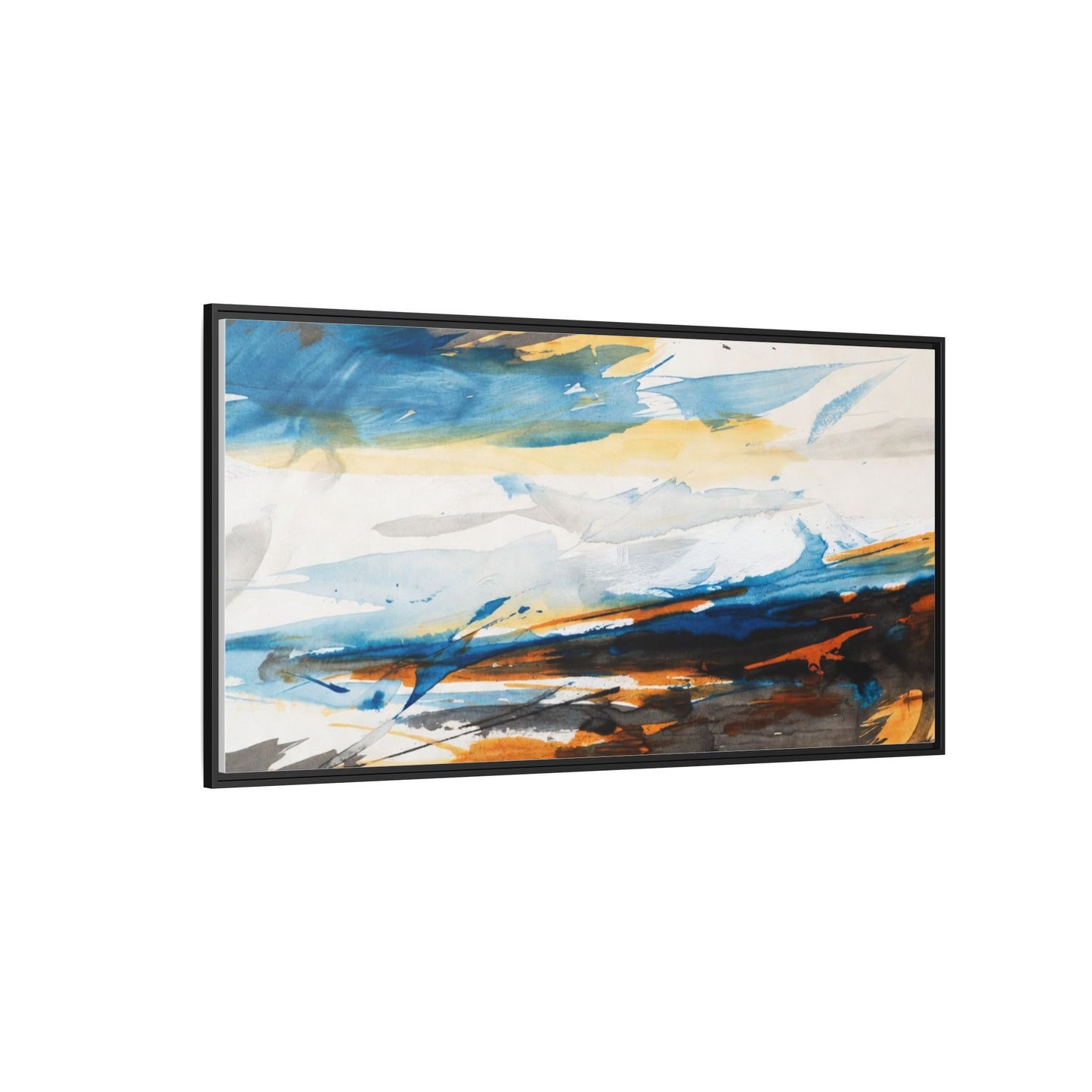 Abstract Coastal Waves Matte Canvas Framed Wall Art