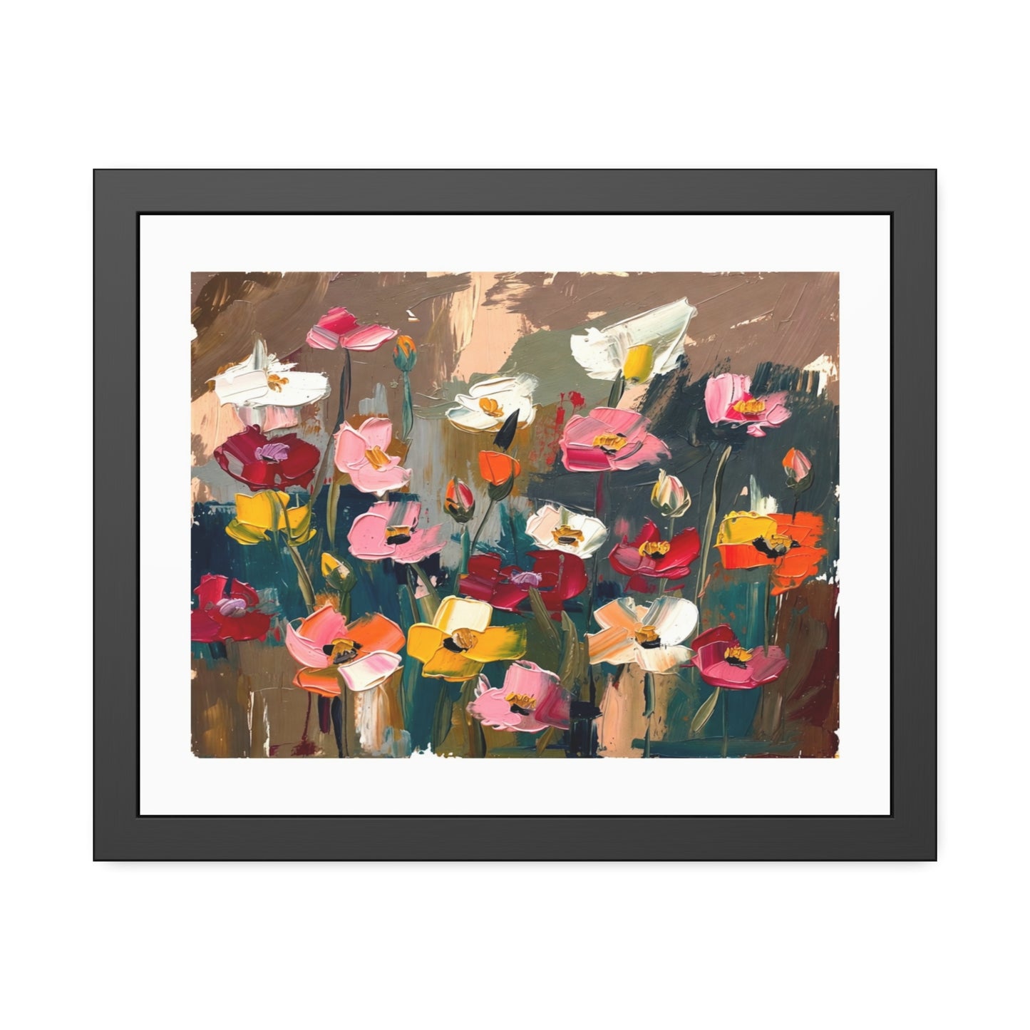 Framed Floral Poster — Colorful Abstract Flower Art Print