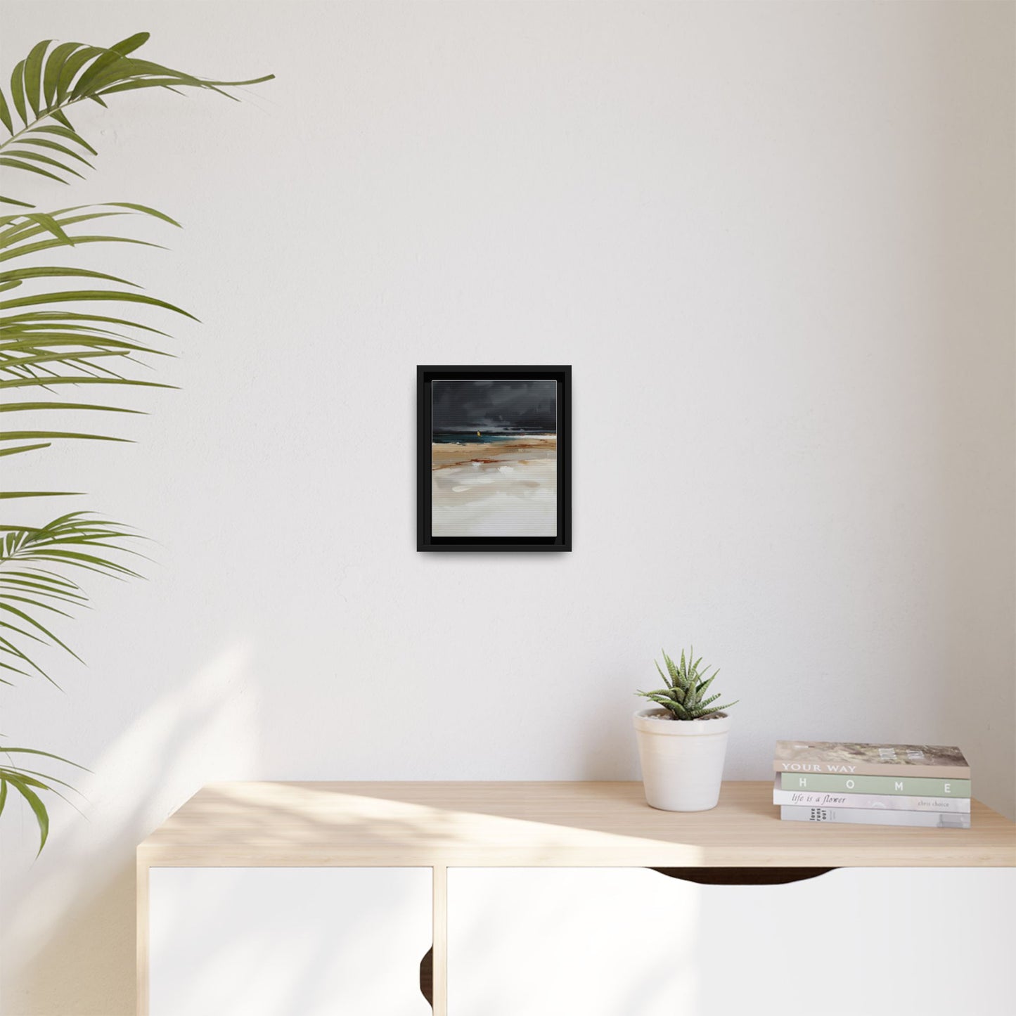 Framed Matte Canvas Beachscape Art Print — Coastal Abstract Wall Decor