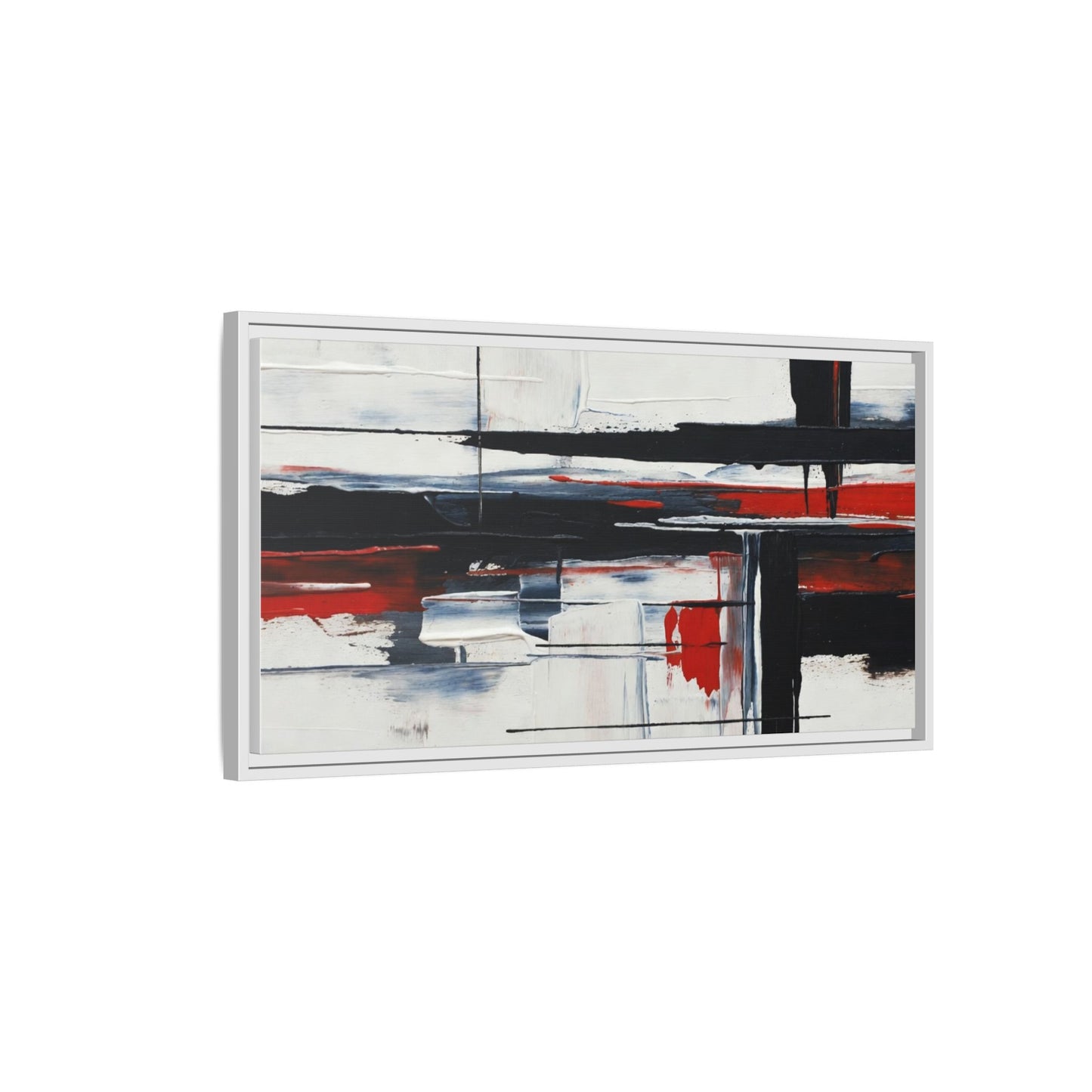 Abstract Red & Black Framed Canvas Art — Modern Matte Wall Painting