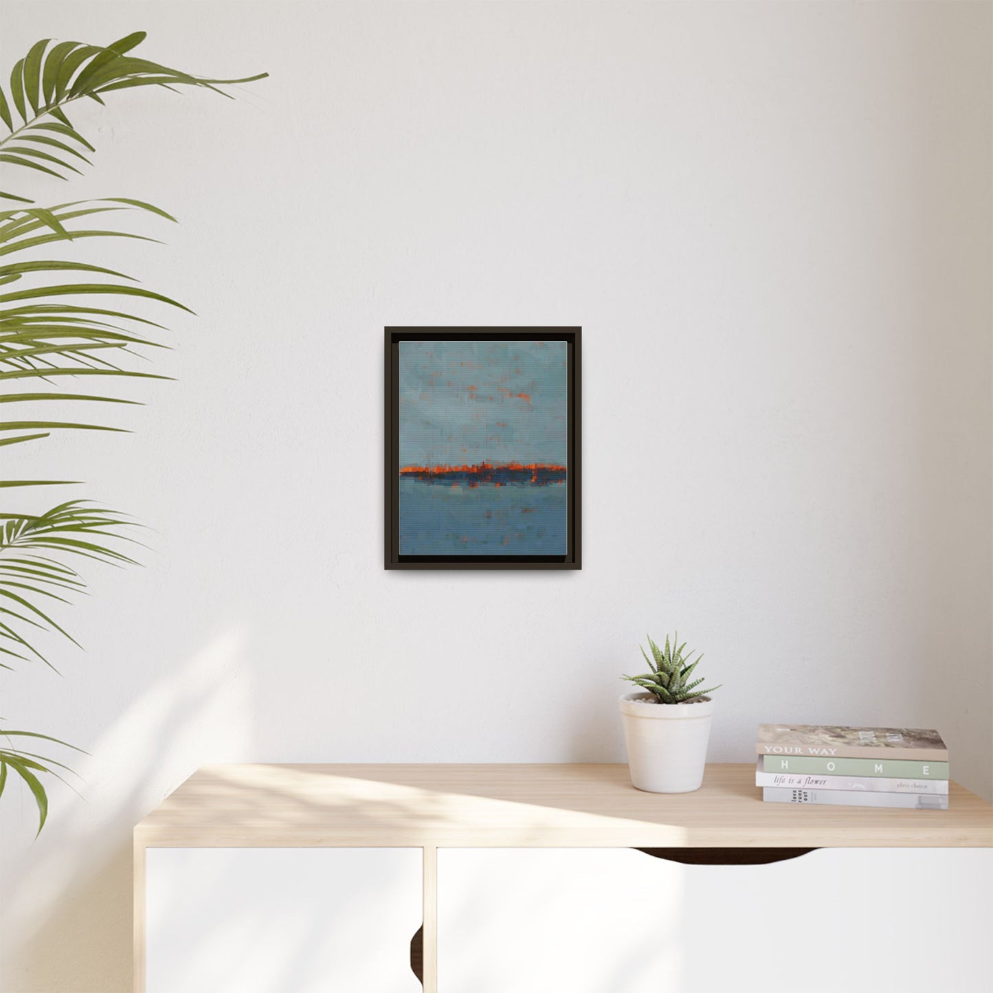 Framed Canvas Art — Teal & Orange Abstract Seascape