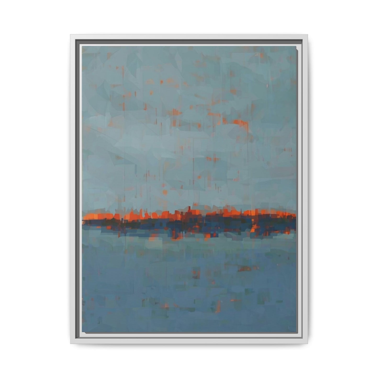 Framed Canvas Art — Teal & Orange Abstract Seascape