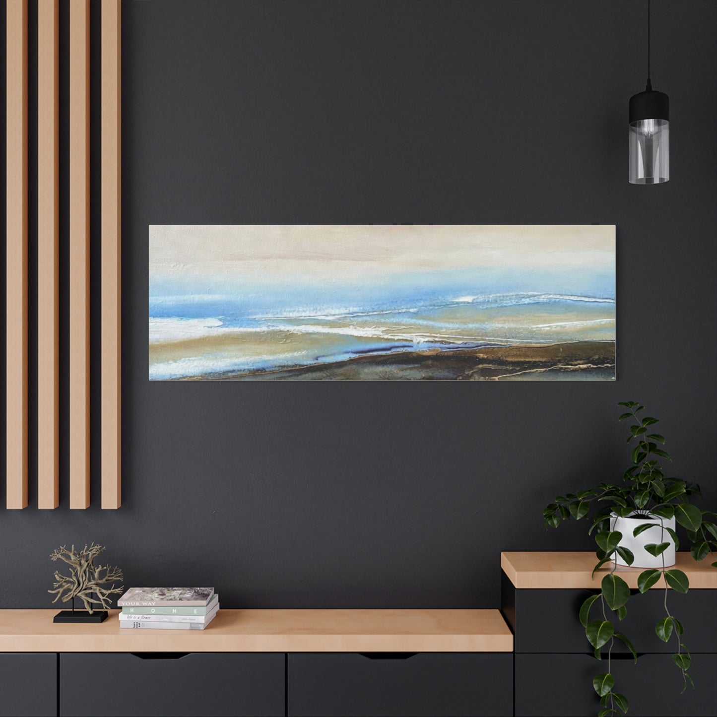 Coastal Abstract Matte Canvas Wall Art — Serene Ocean Horizon Stretch