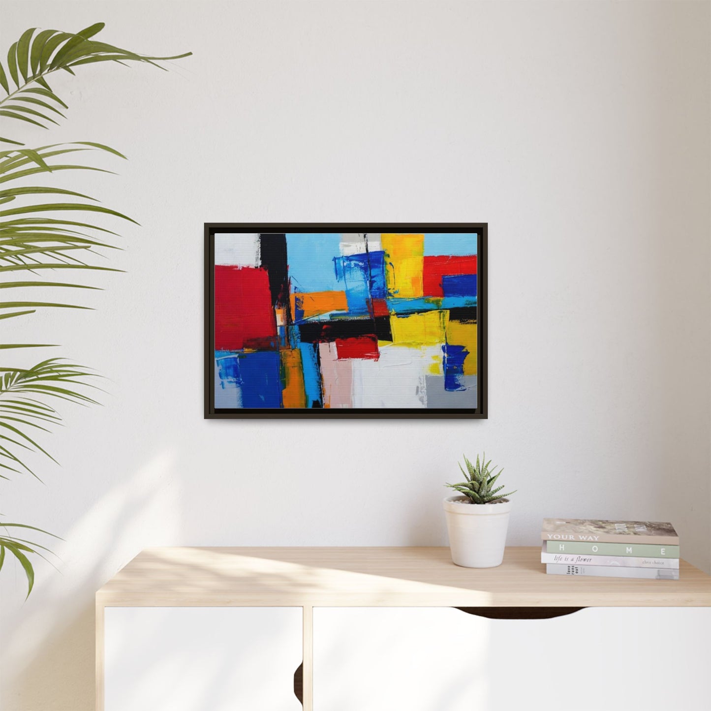 Abstract Color Block Matte Canvas Framed Wall Art