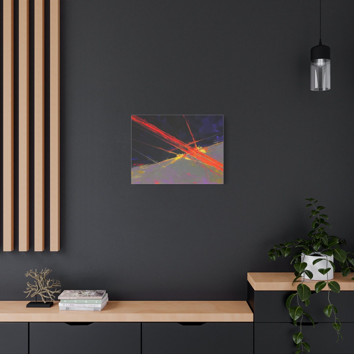 Abstract Red Streaks Matte Canvas Print — Modern Geometric Wall Art
