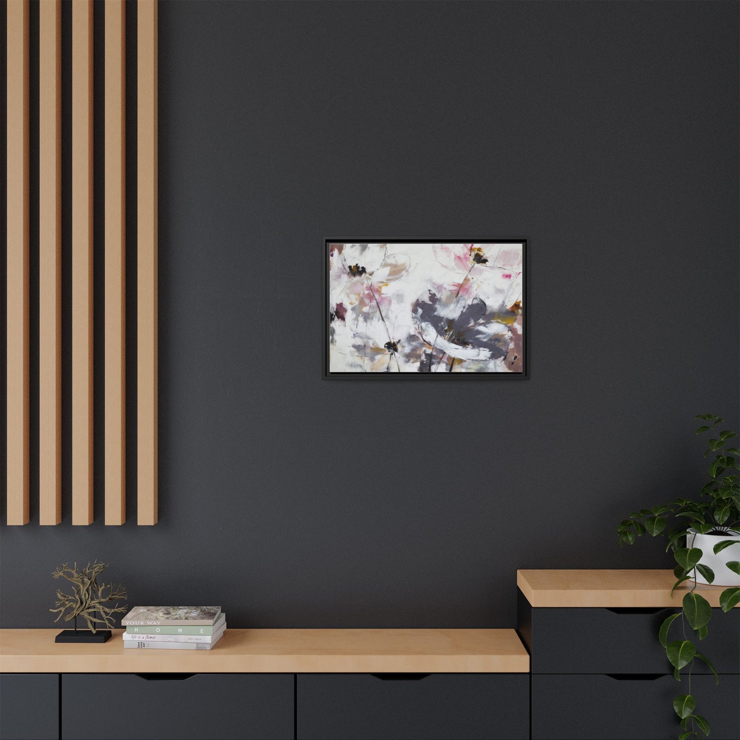 Abstract Floral Matte Canvas Framed Wall Art — Soft Watercolor Blooms