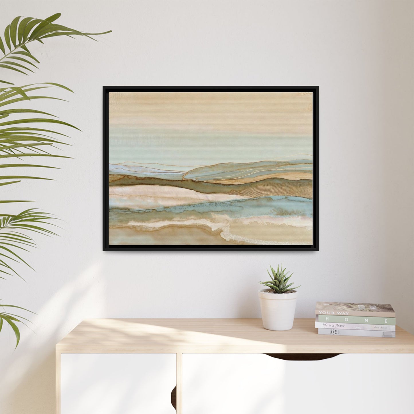 Framed Matte Canvas Coastal Abstract Landscape Wall Art