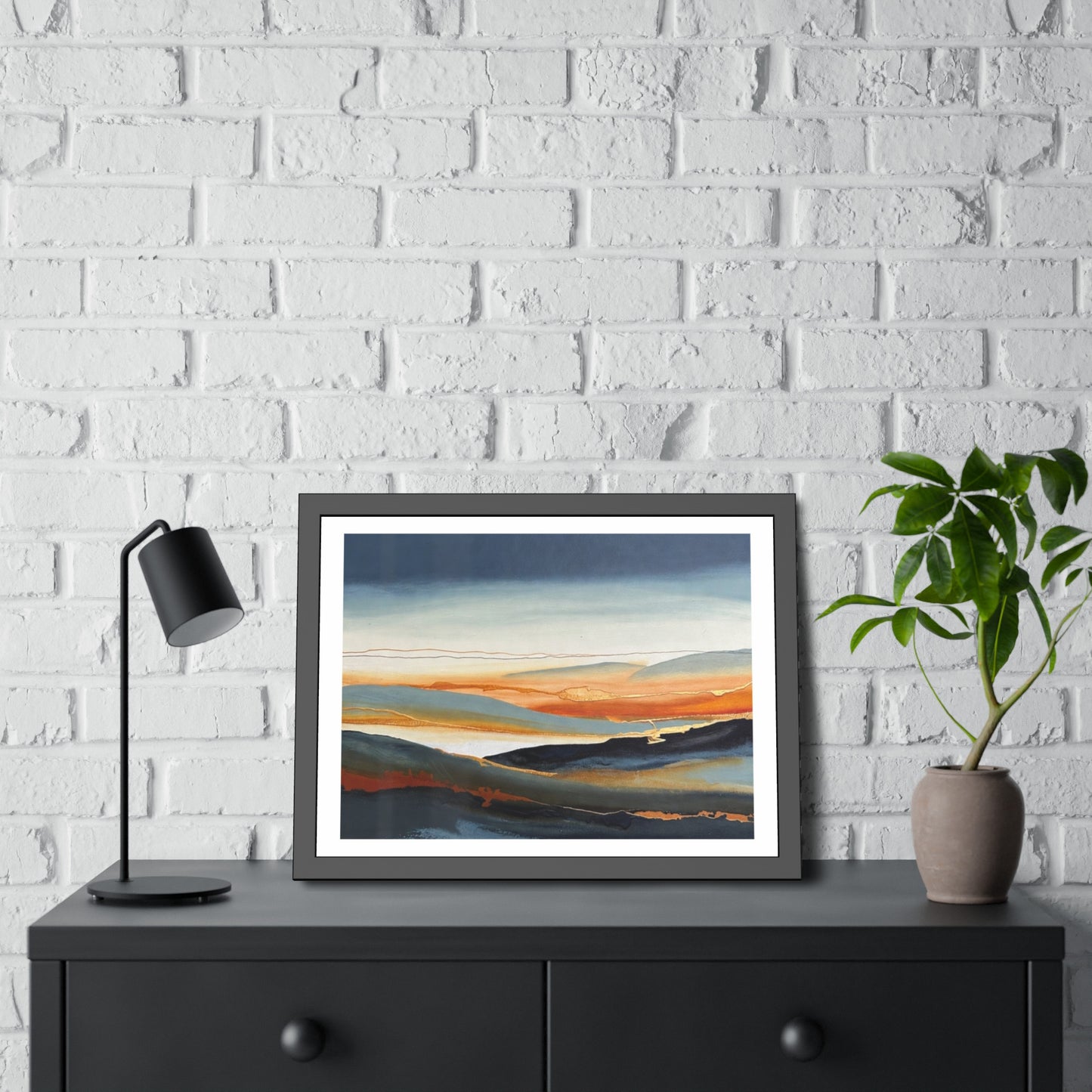 Abstract Golden Landscape Framed Poster — Contemporary Wall Art