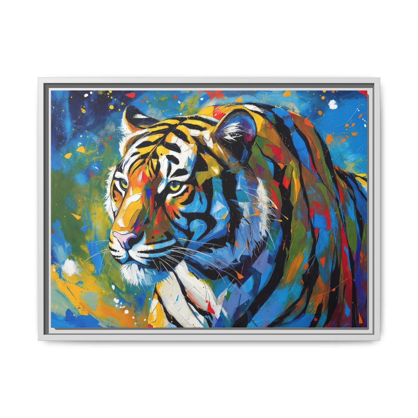 Colorful Tiger Matte Canvas Framed Art — Vibrant Wildlife Wall Decor