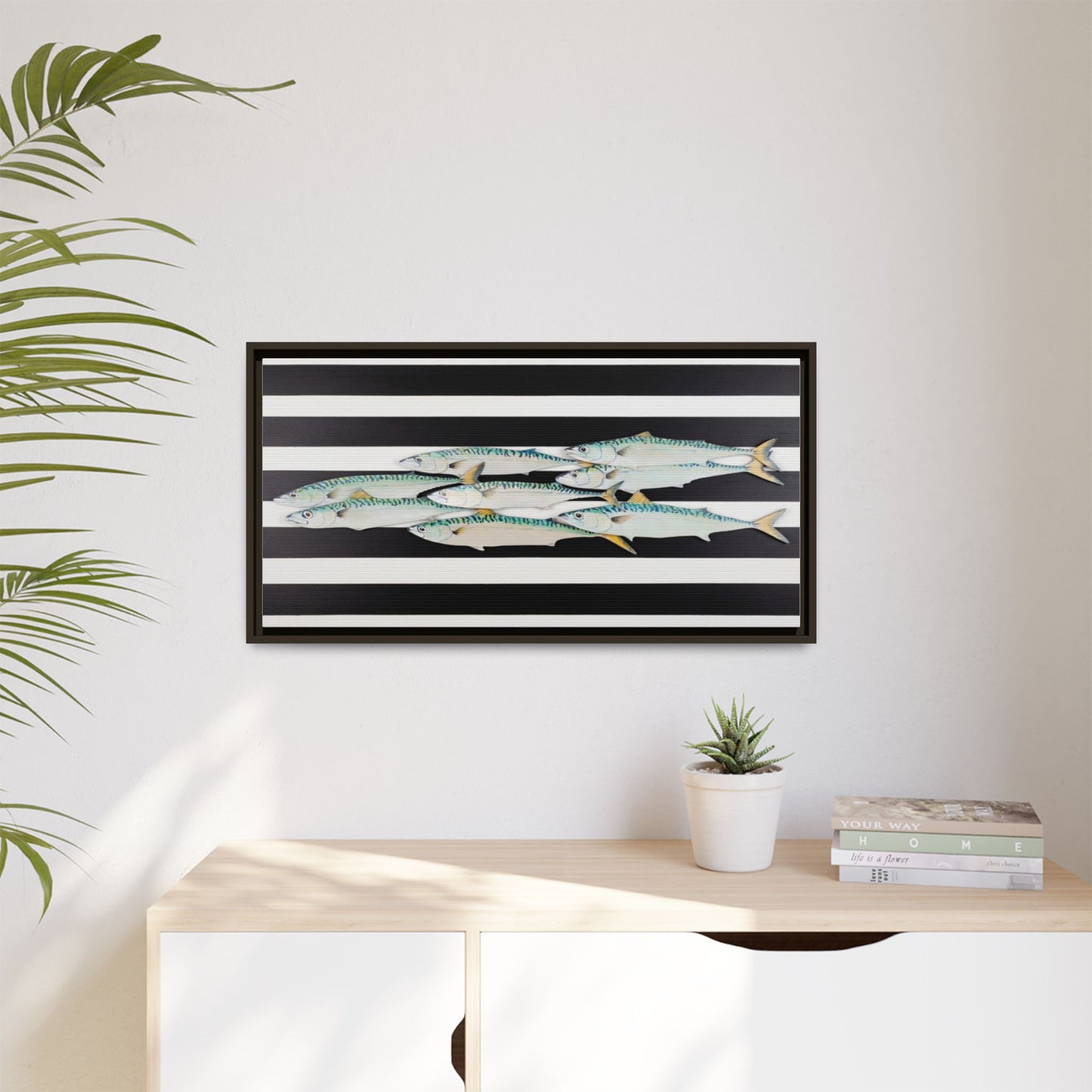 Striped Mackerel Canvas Print — Framed Matte Fish Wall Art